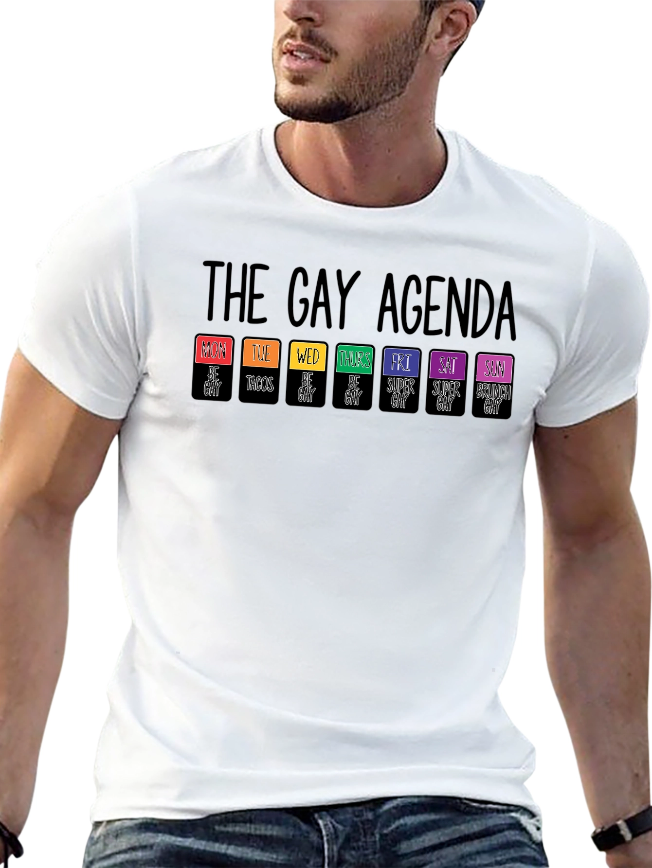 Black The Gay Agenda T-Shirt view 13