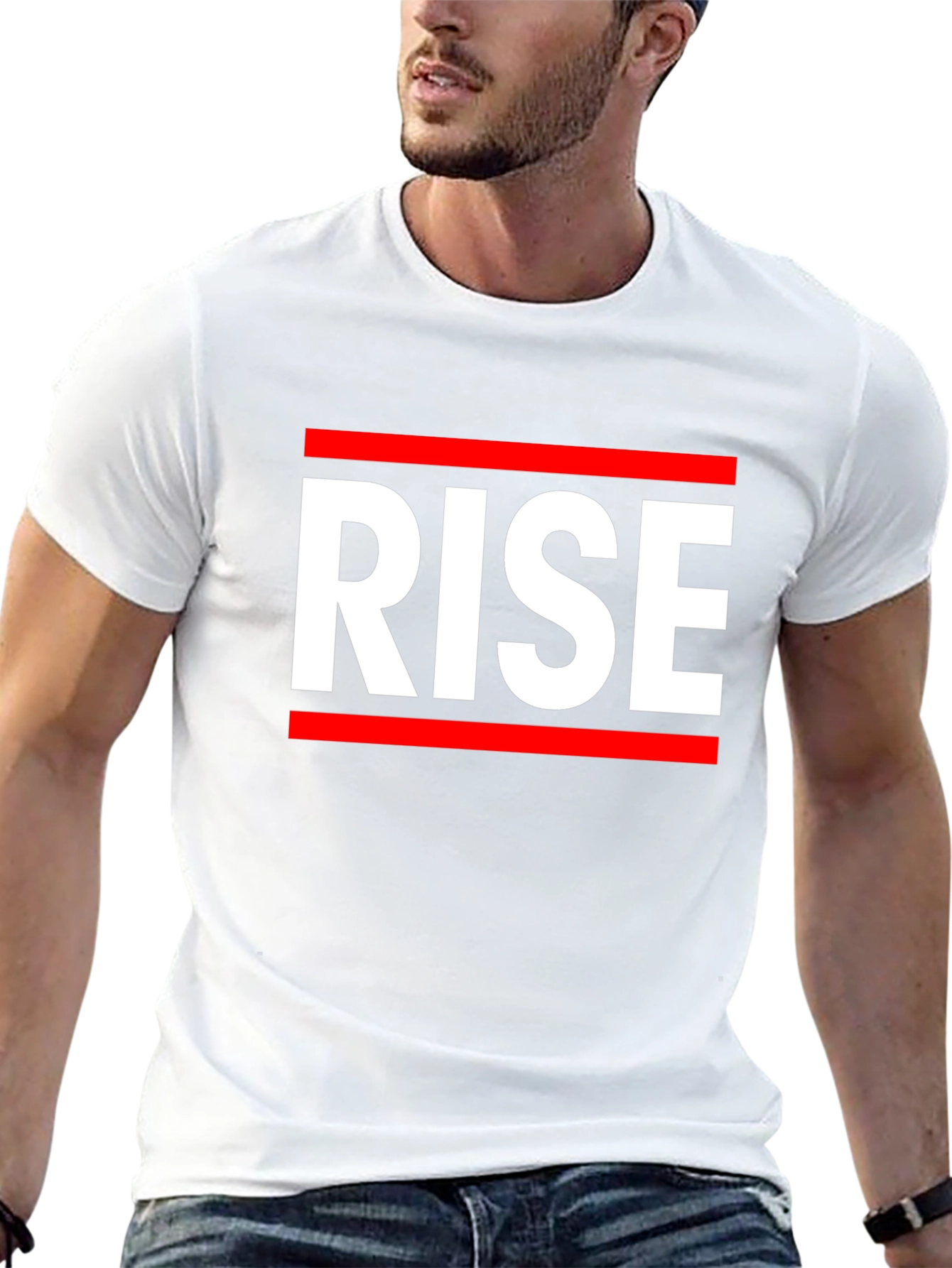 Black RISE Graphic Tee - Bold Statement T-Shirt view 13