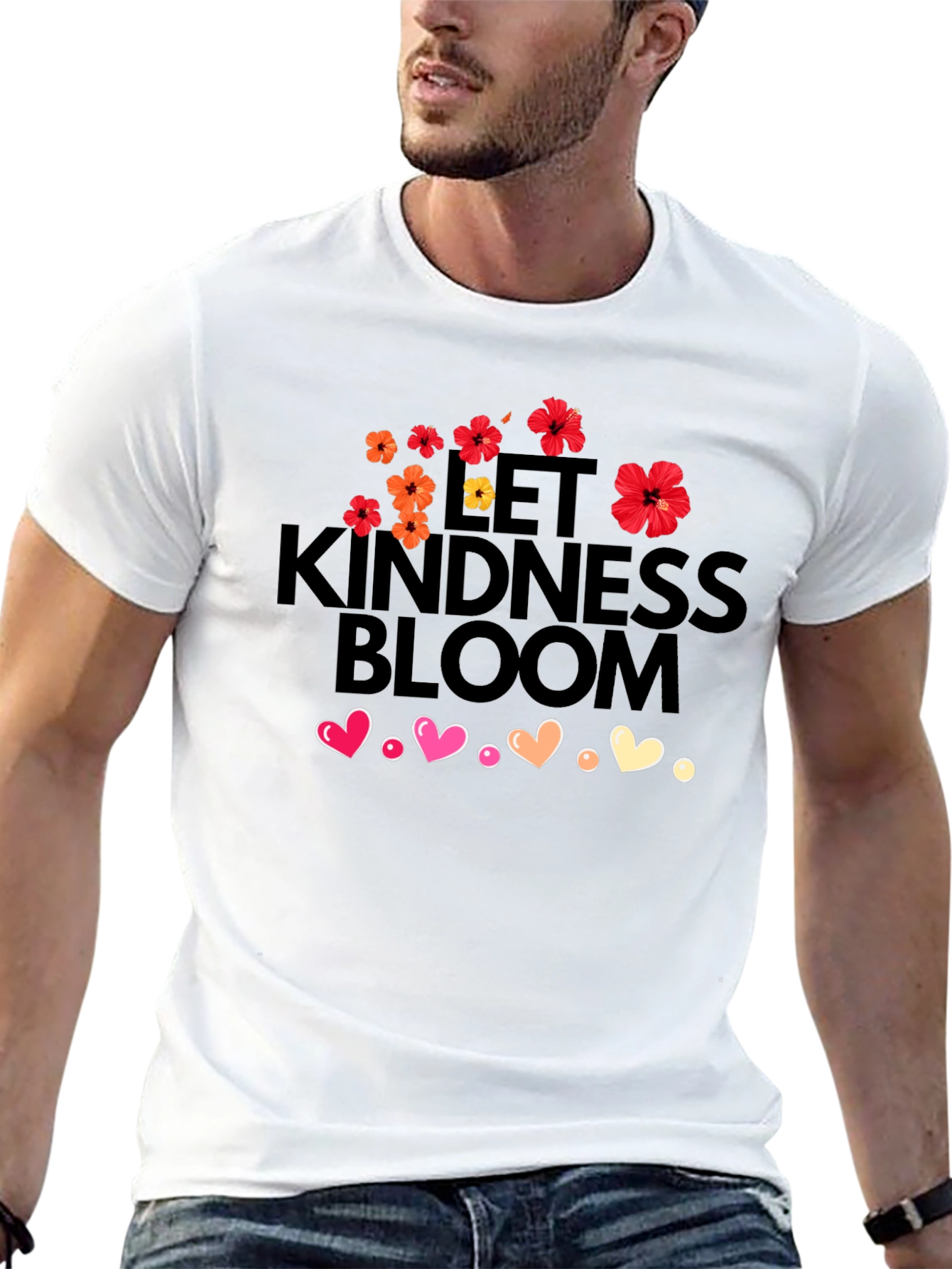 Black Let Kindness Bloom T-Shirt - Floral Heart Design view 13