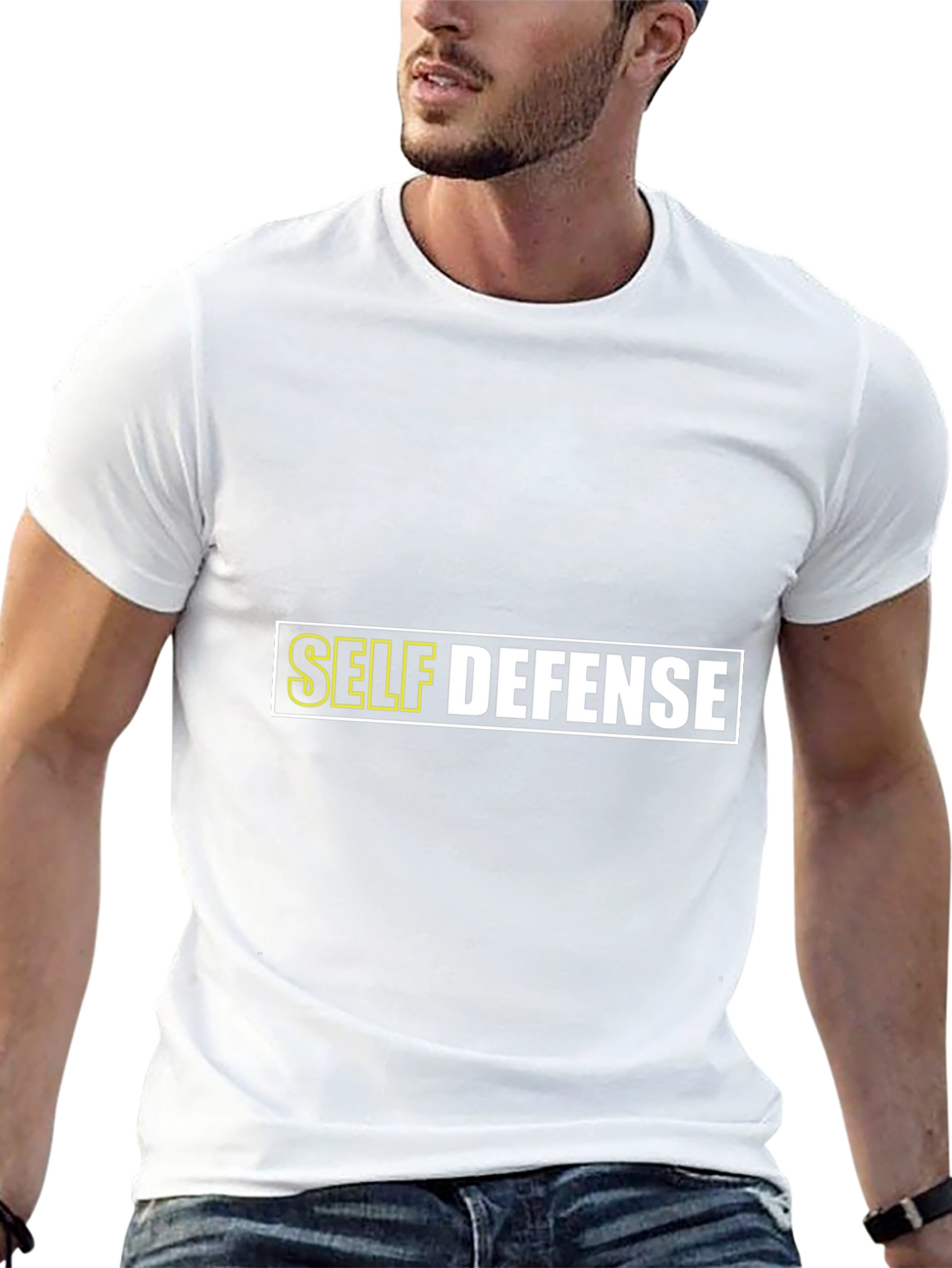 Black Self Defense Graphic T-Shirt - Black Cotton Tee view 13