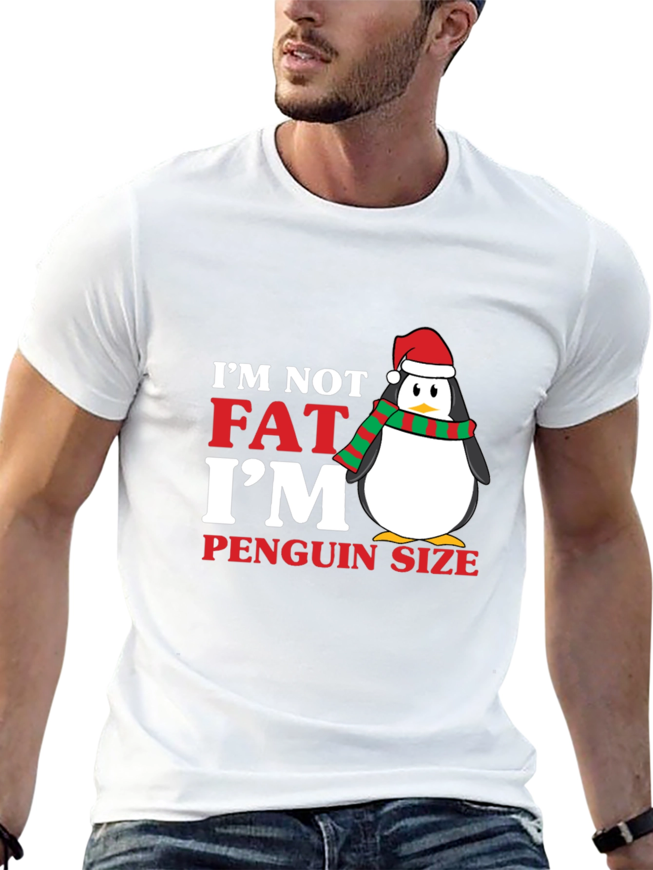 Black I'm Not Fat I'm Penguin Size Holiday T-Shirt view 13