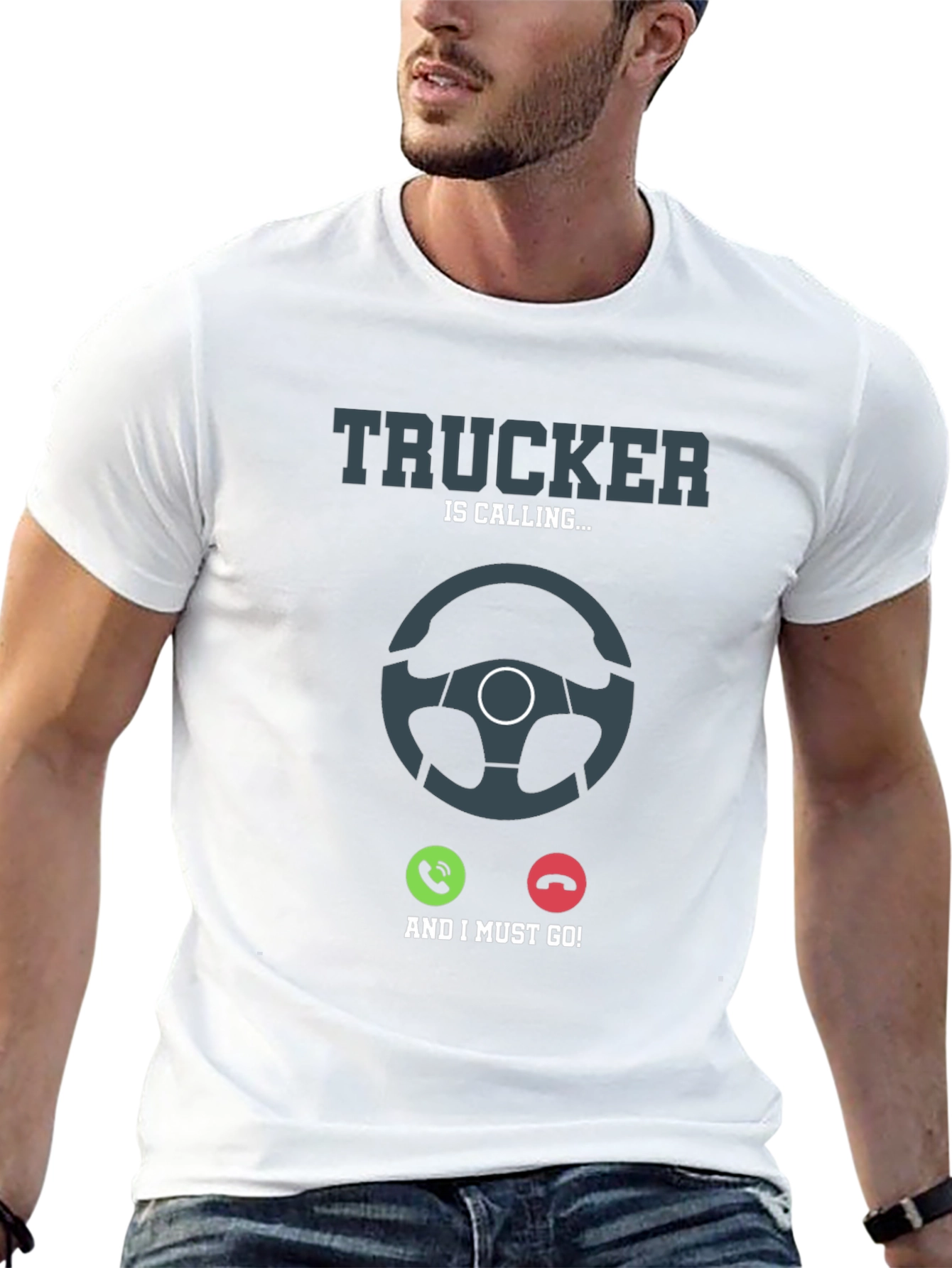 Black Trucker Calling T-Shirt: Driver's Life Tee view 13