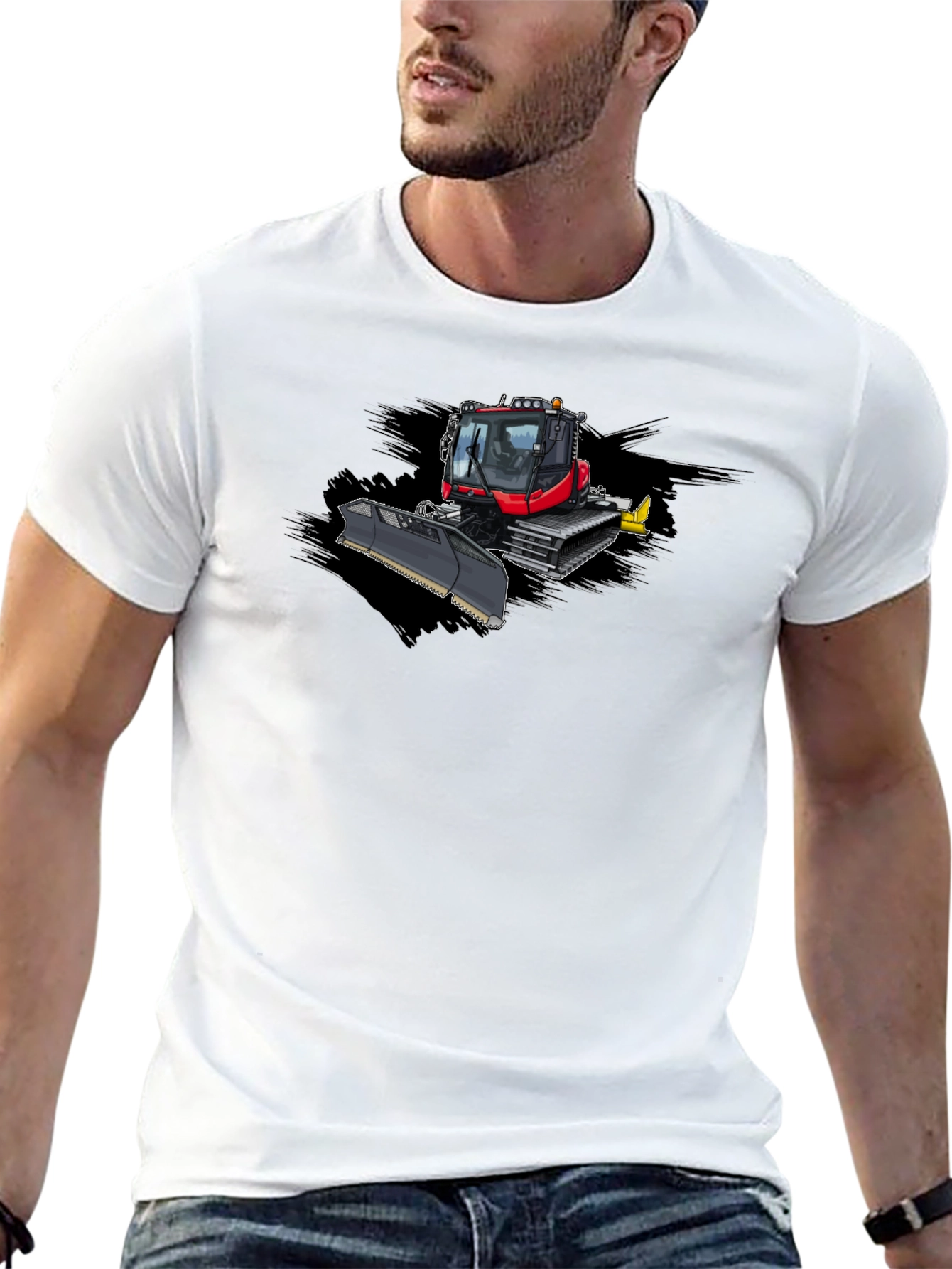 Black Snow Groomer Graphic Tee - Black Cotton T-Shirt view 13