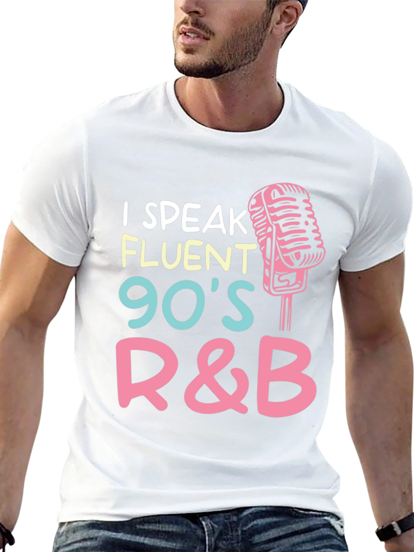 Black I Speak Fluent 90's R&B Graphic T-Shirt view 13