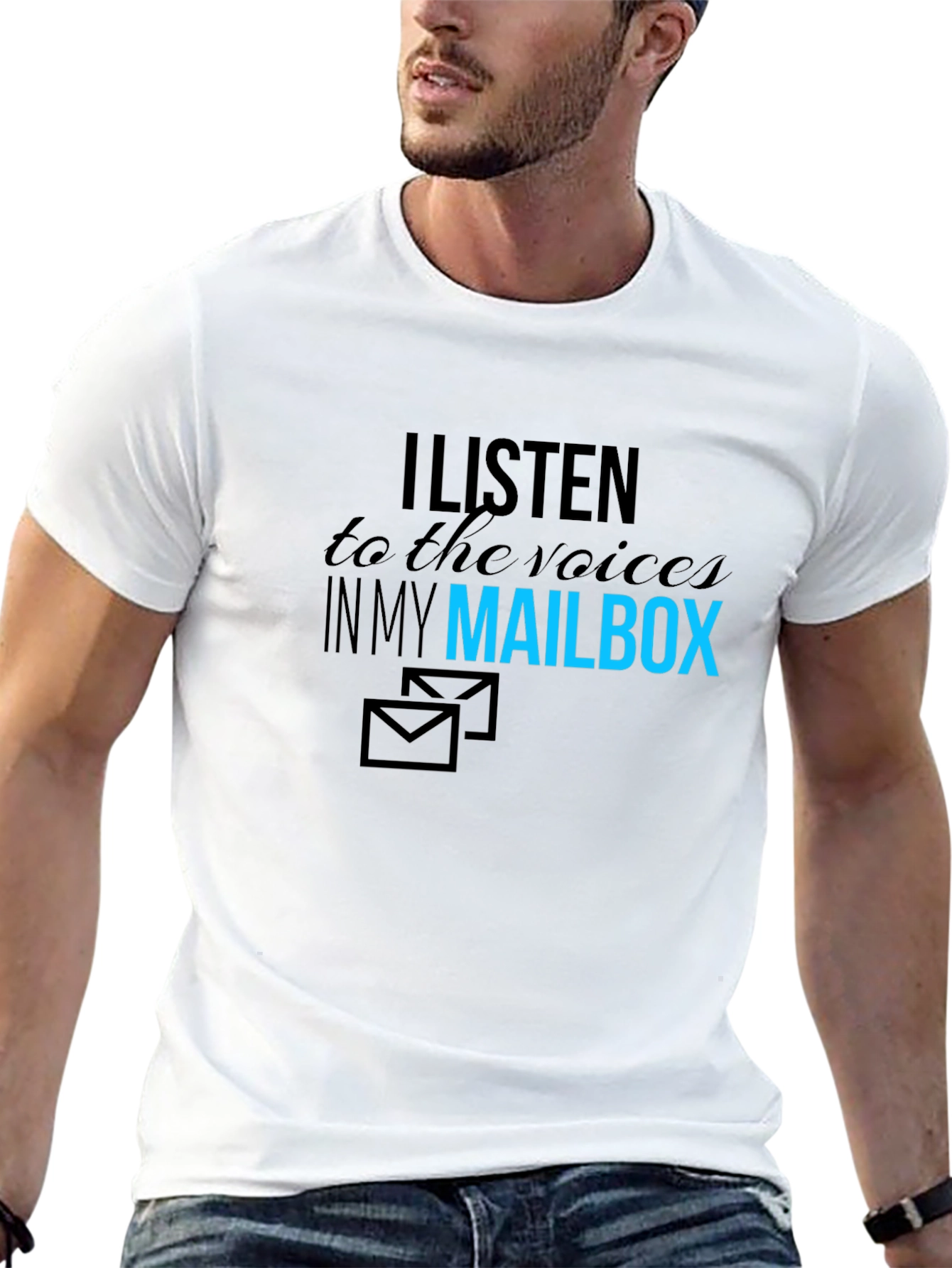 Black I Listen to My Mailbox Graphic T-Shirt view 13