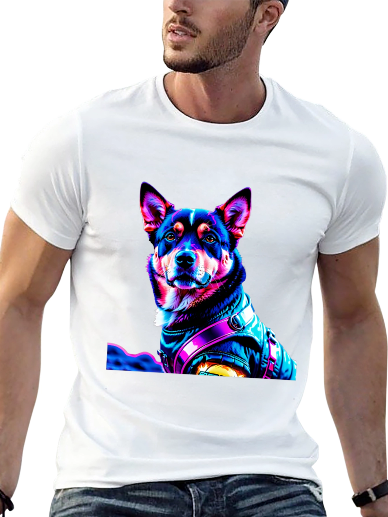 Black Dog in Jacket Graphic T-Shirt view 13