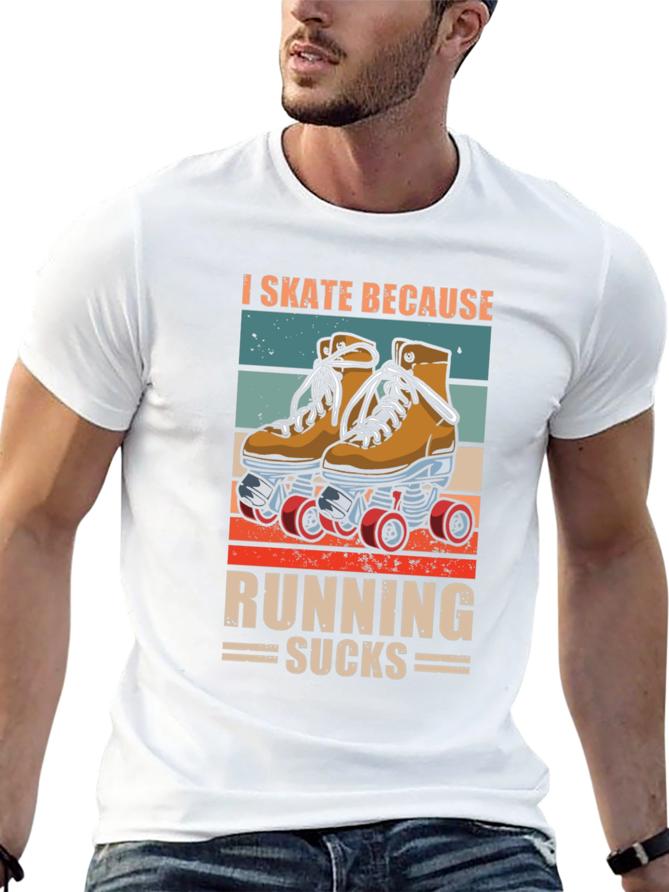Black I Skate Because Running Sucks T-Shirt view 13