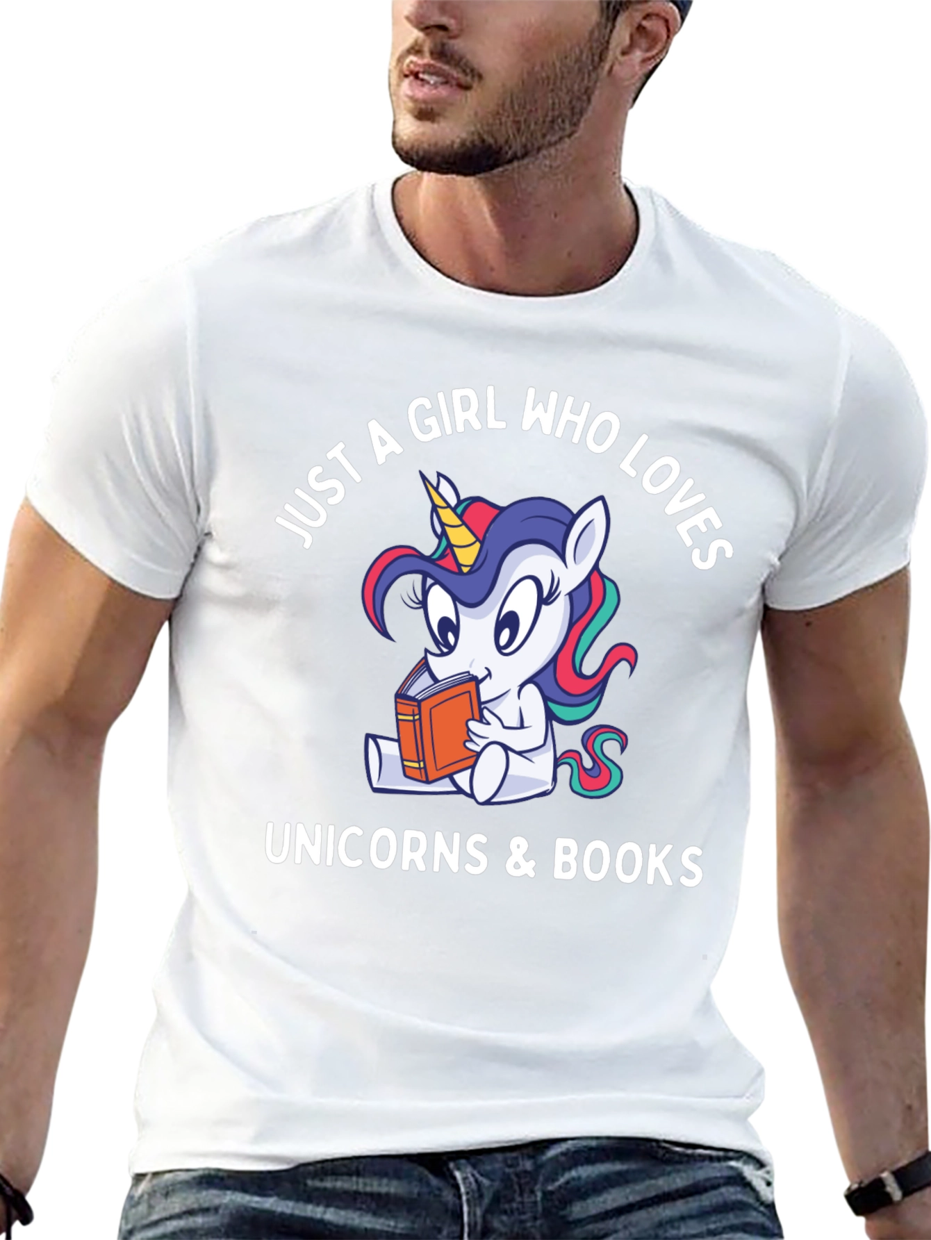 Black Just A Girl Who Loves Unicorns & Books Graphic Tee view 13