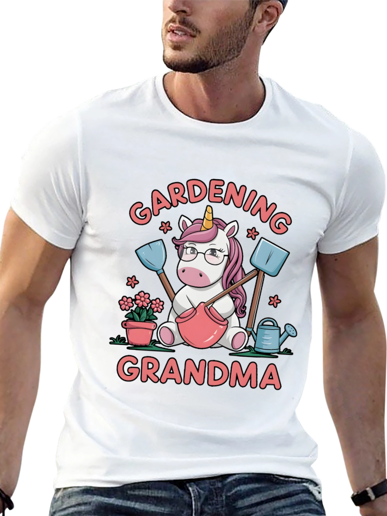 Black Gardening Grandma Unicorn T-Shirt view 13