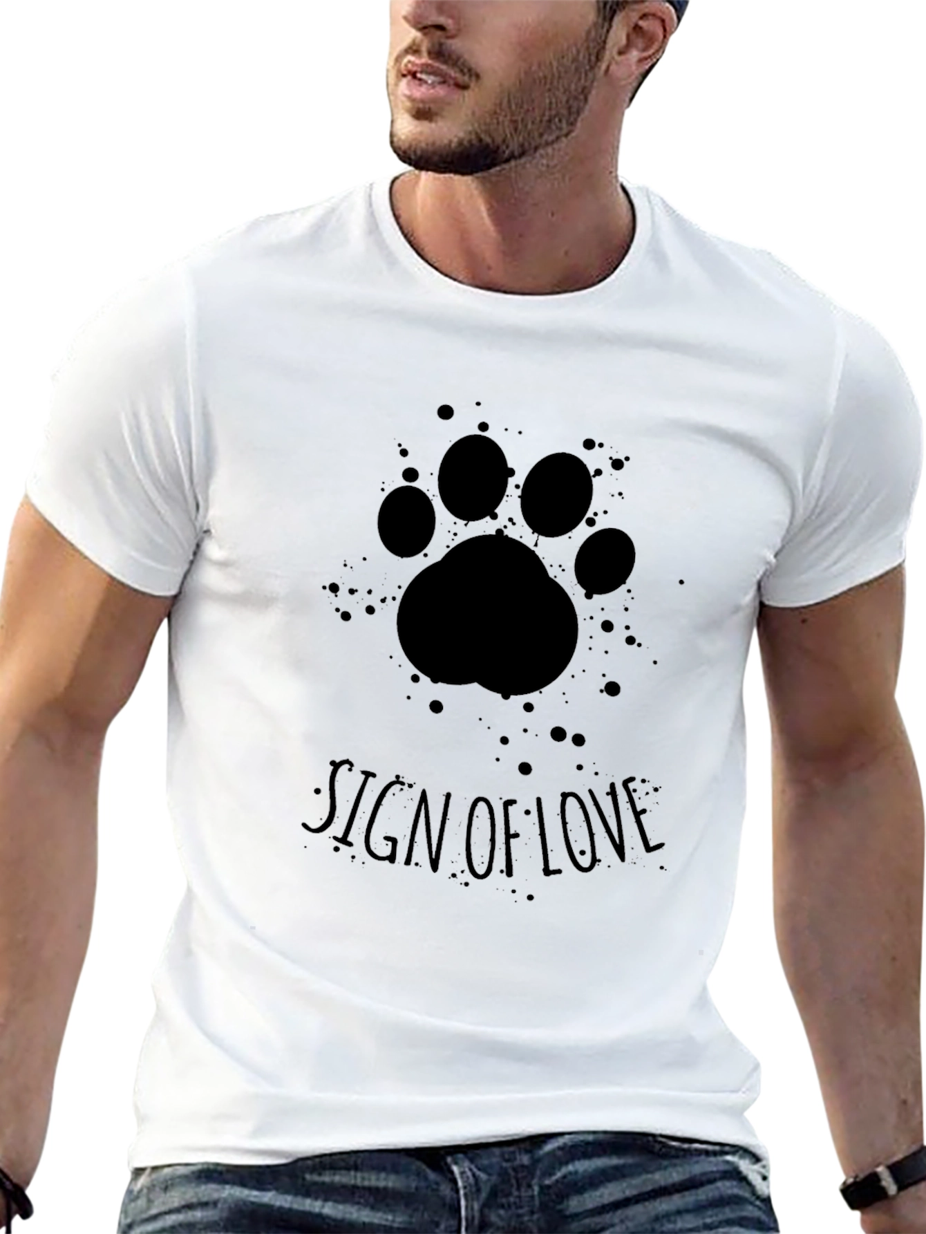 Black Sign of Love Paw Print T-Shirt view 13