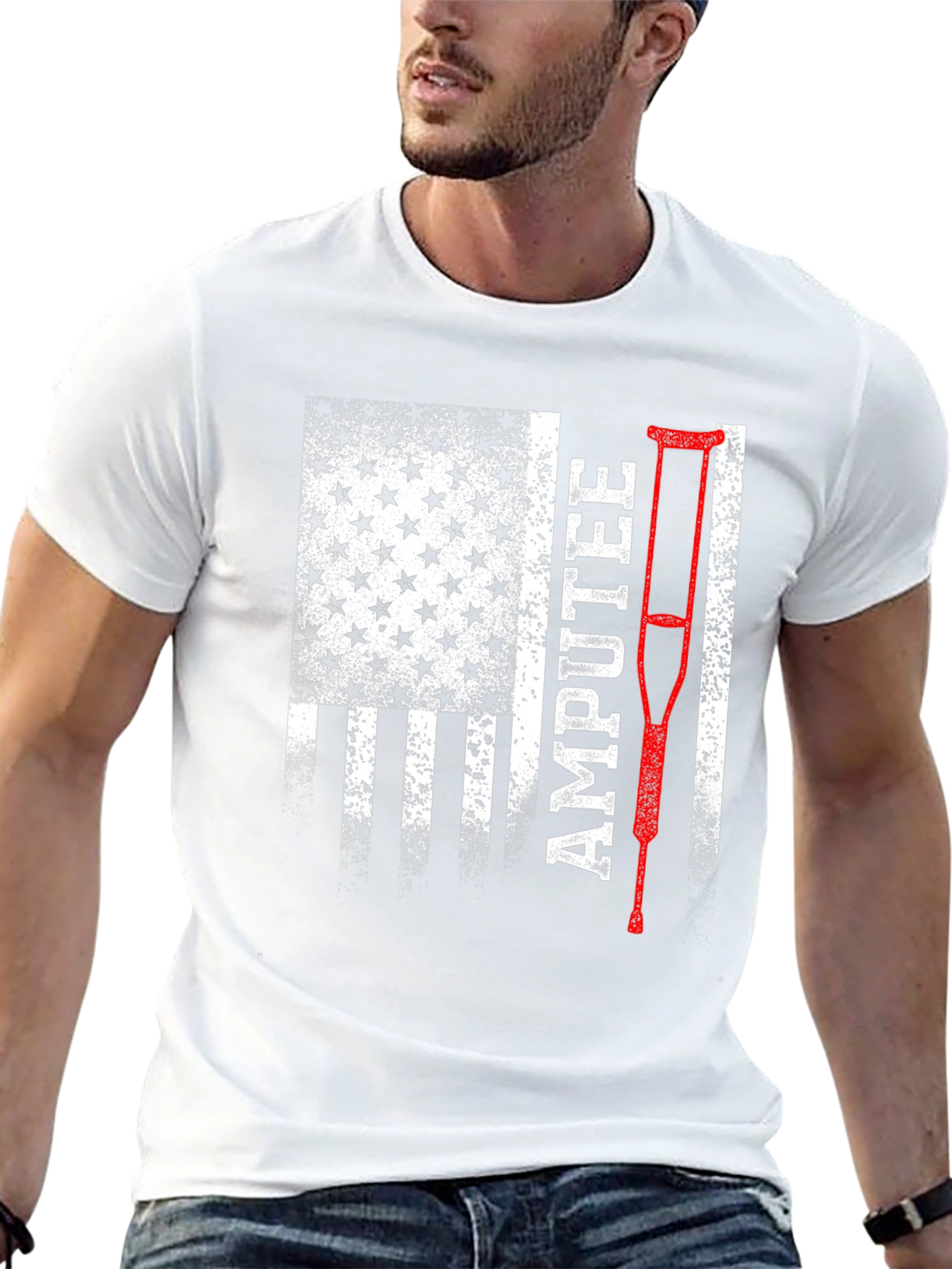 Black Amputee USA Flag Patriotic T-Shirt view 13