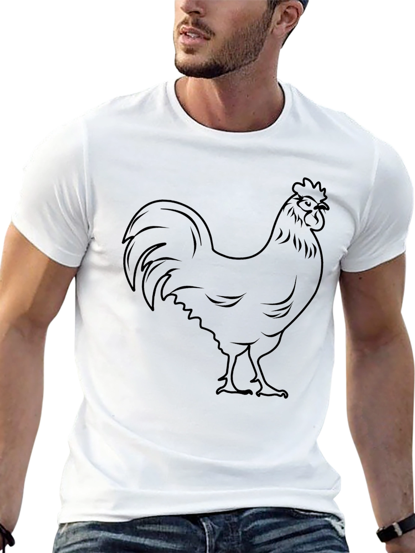 Black Black Rooster Graphic Tee - Men's Casual T-Shirt view 13