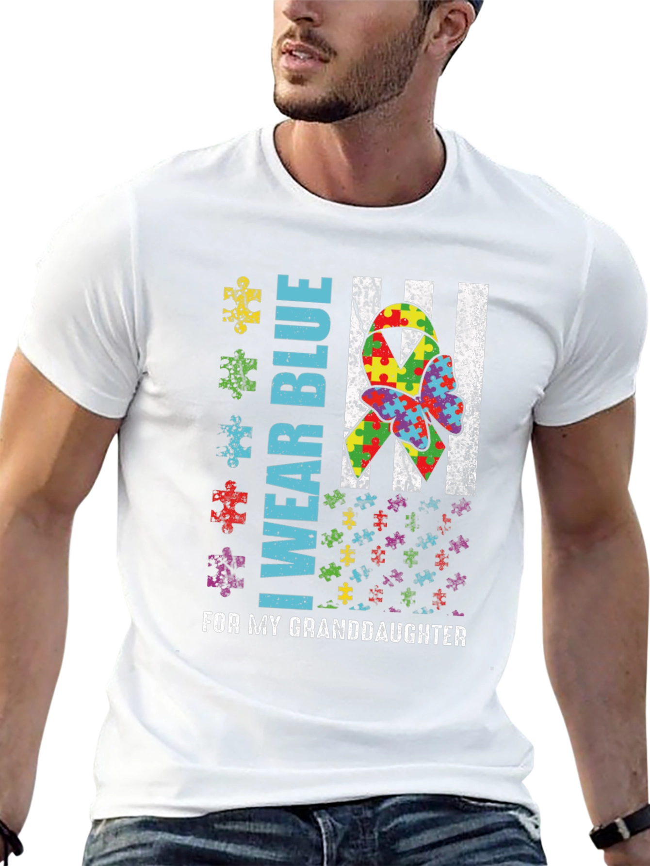 Black Autism Awareness Granddaughter T-Shirt view 13