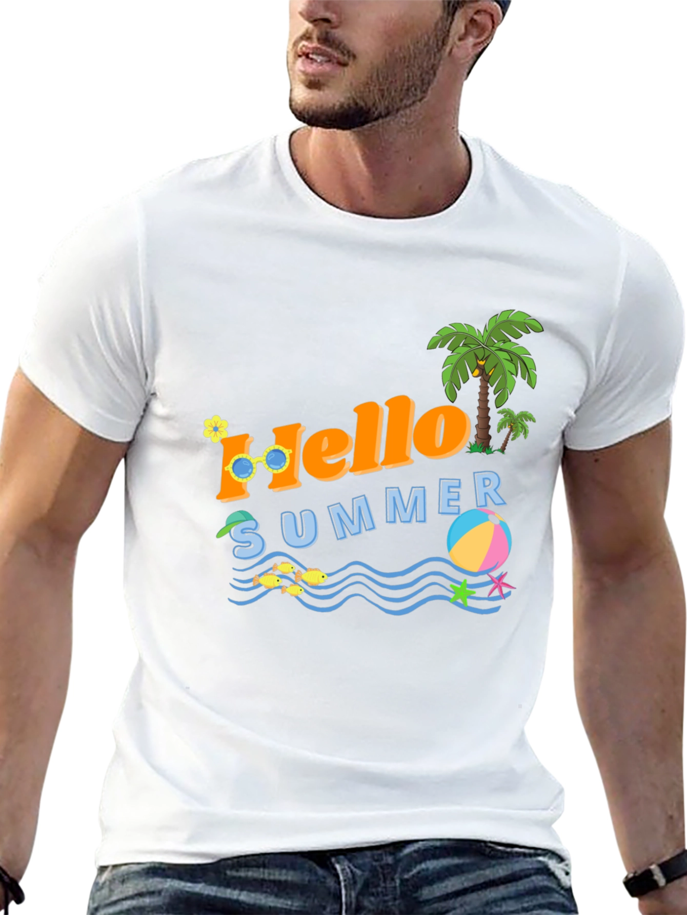 Black Hello Summer Graphic T-Shirt - Vacation Ready view 13