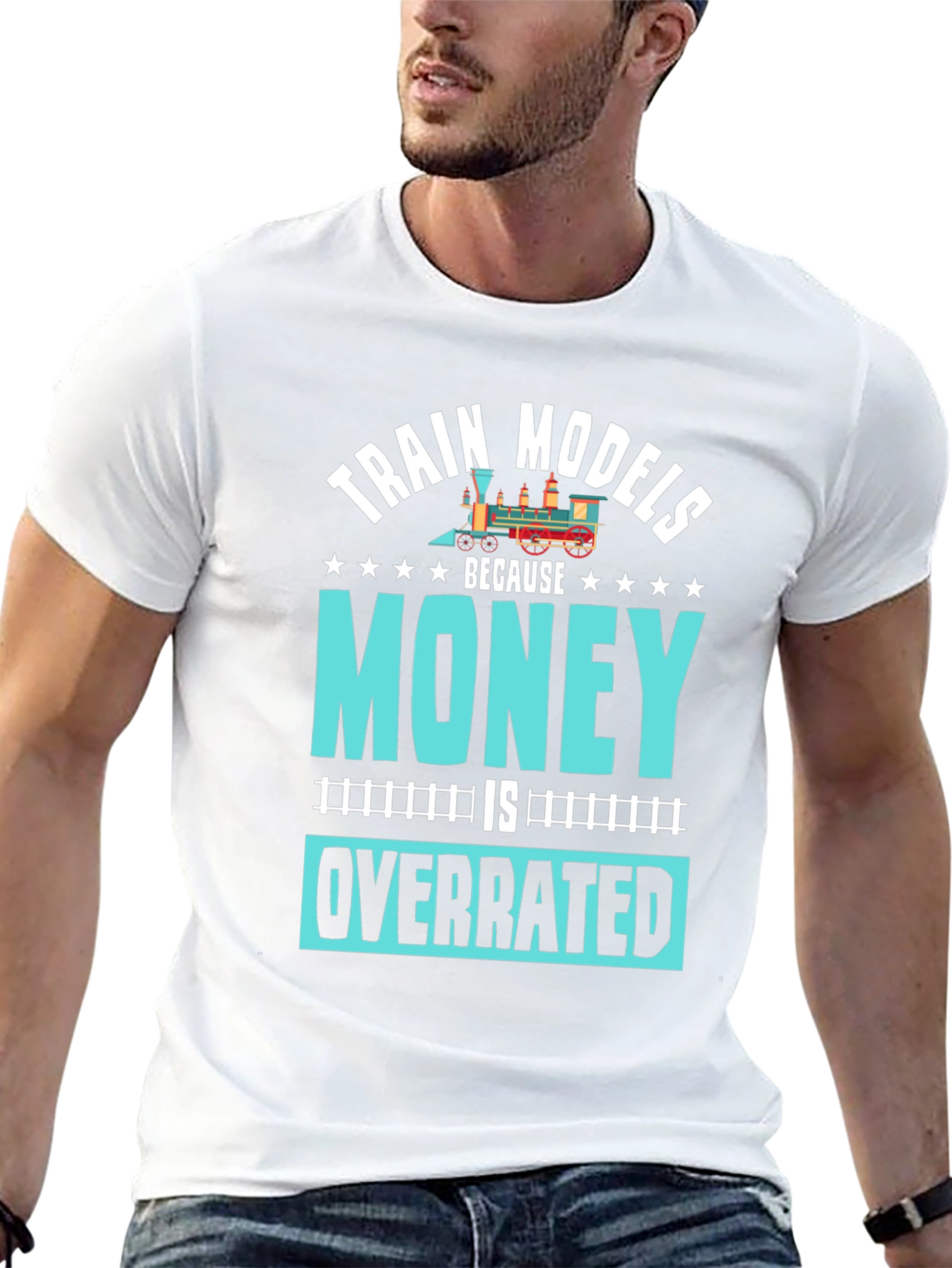 Black Train Models Overrated Hobby T-Shirt view 13