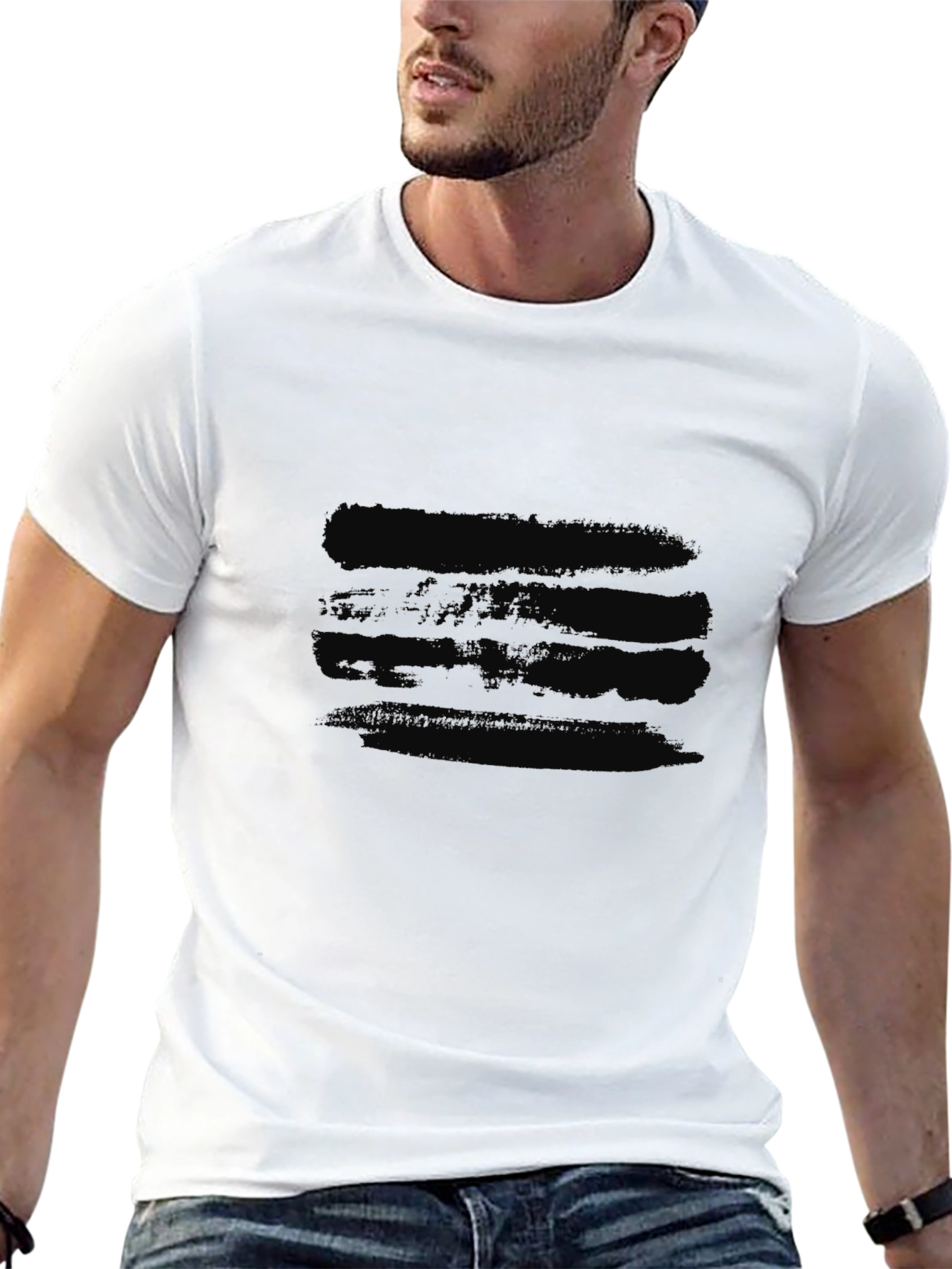 Black Men's Basic Black Crew Neck T-Shirt view 13