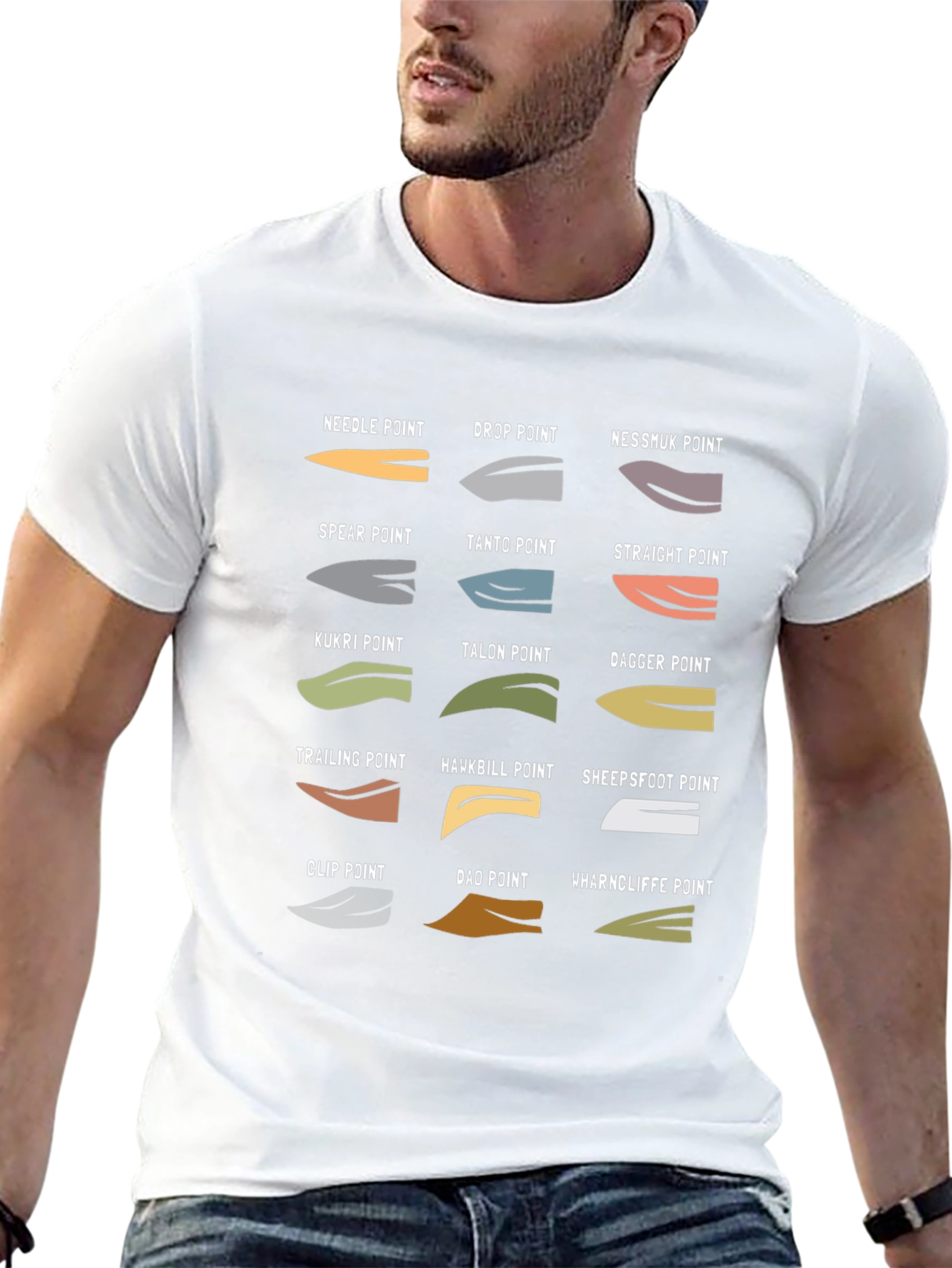 Black Knife Blade Types T-Shirt view 13