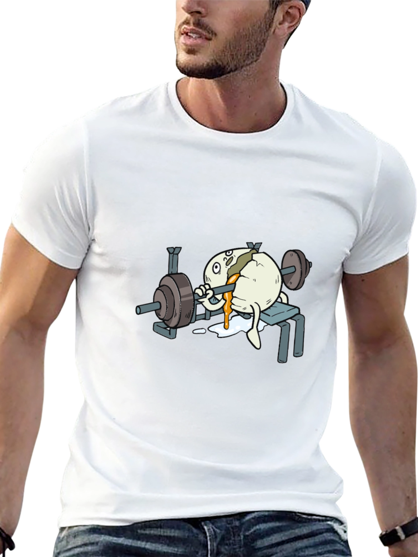 Black Funny Egg Lifting Weights T-Shirt view 13