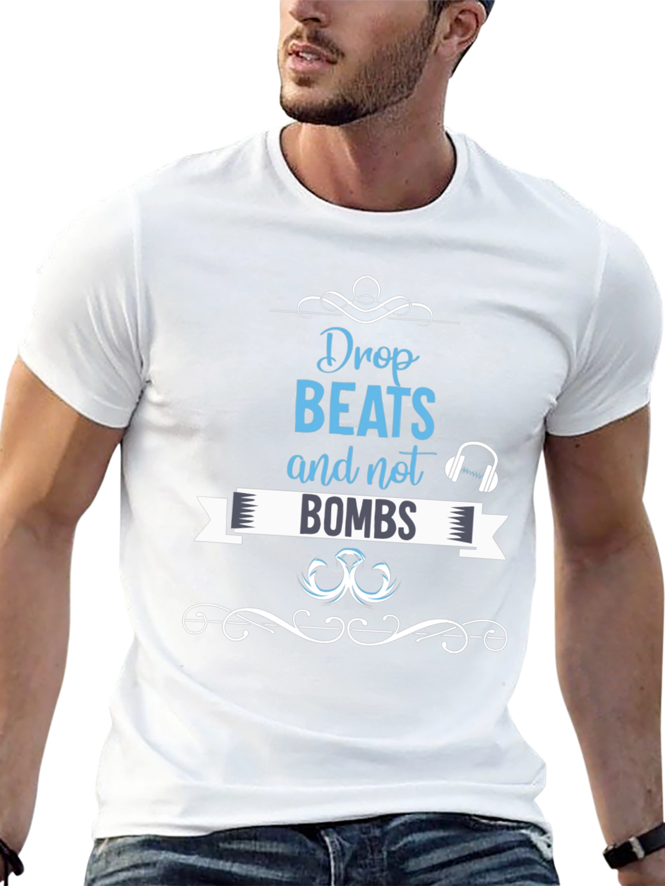 Black Drop Beats, Not Bombs Graphic Tee - Black view 13