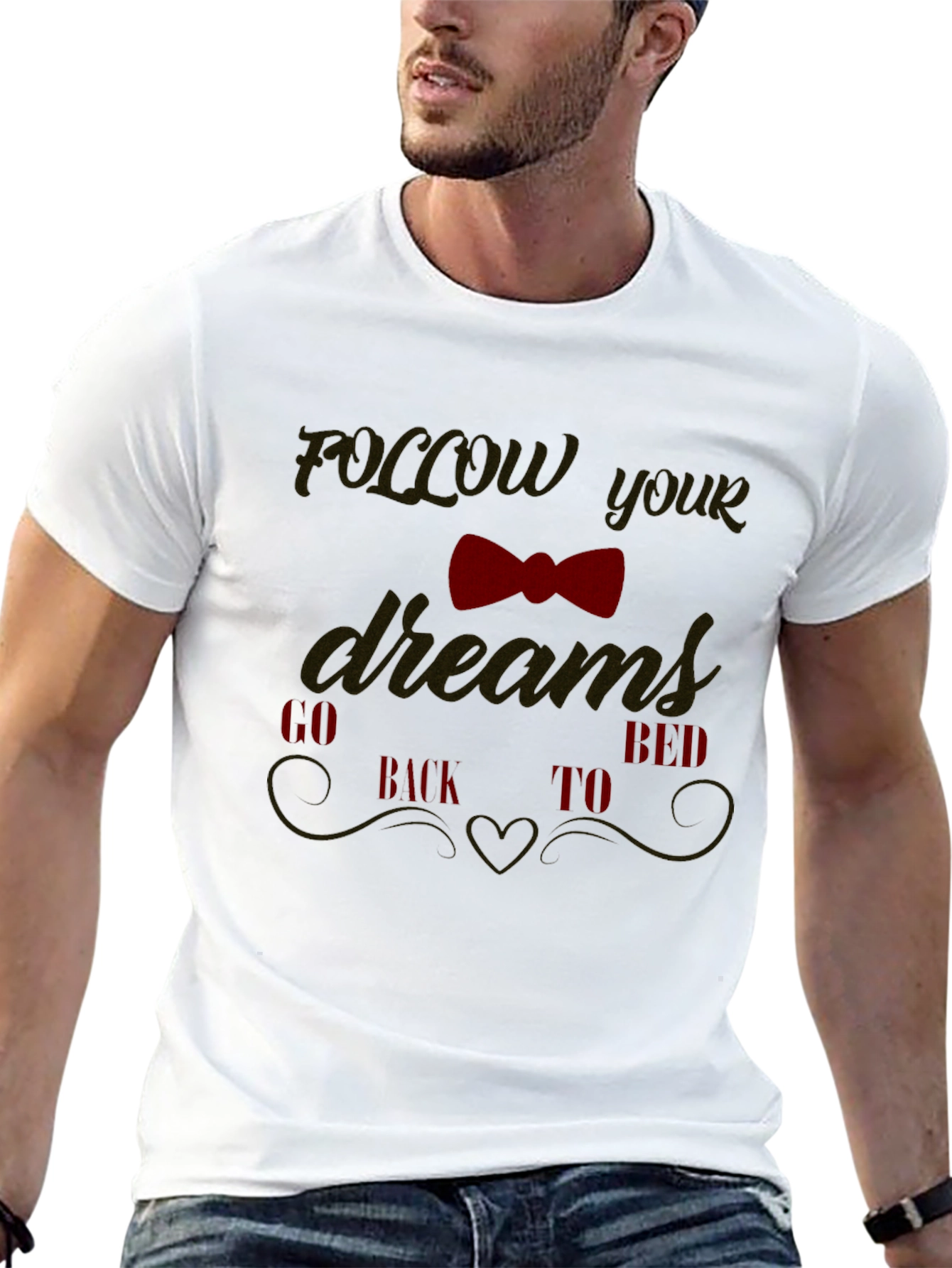 Black Funny Follow Your Dreams Graphic Tee view 13