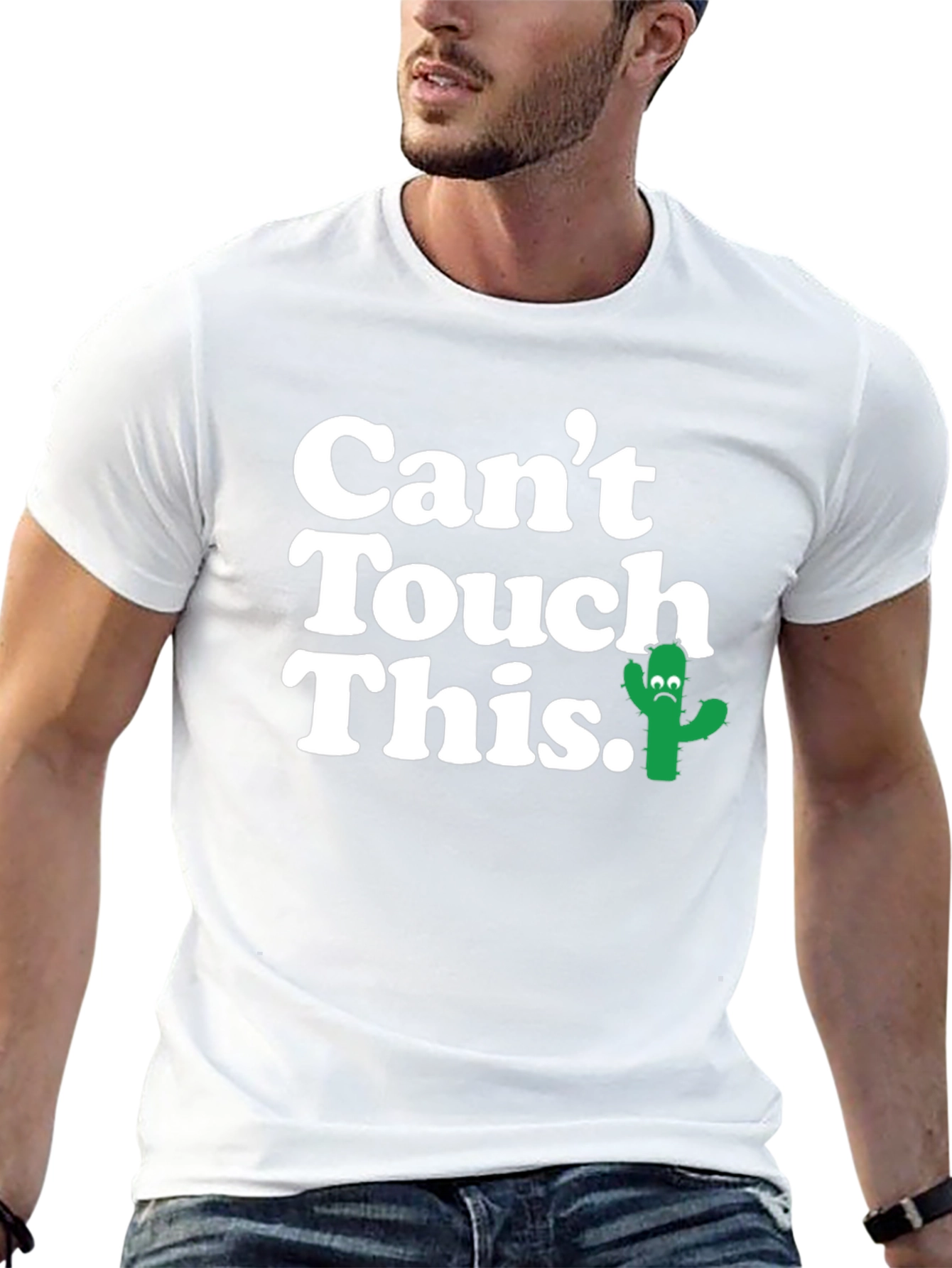 Black Men's 'Can't Touch This' Cactus Graphic T-Shirt view 13