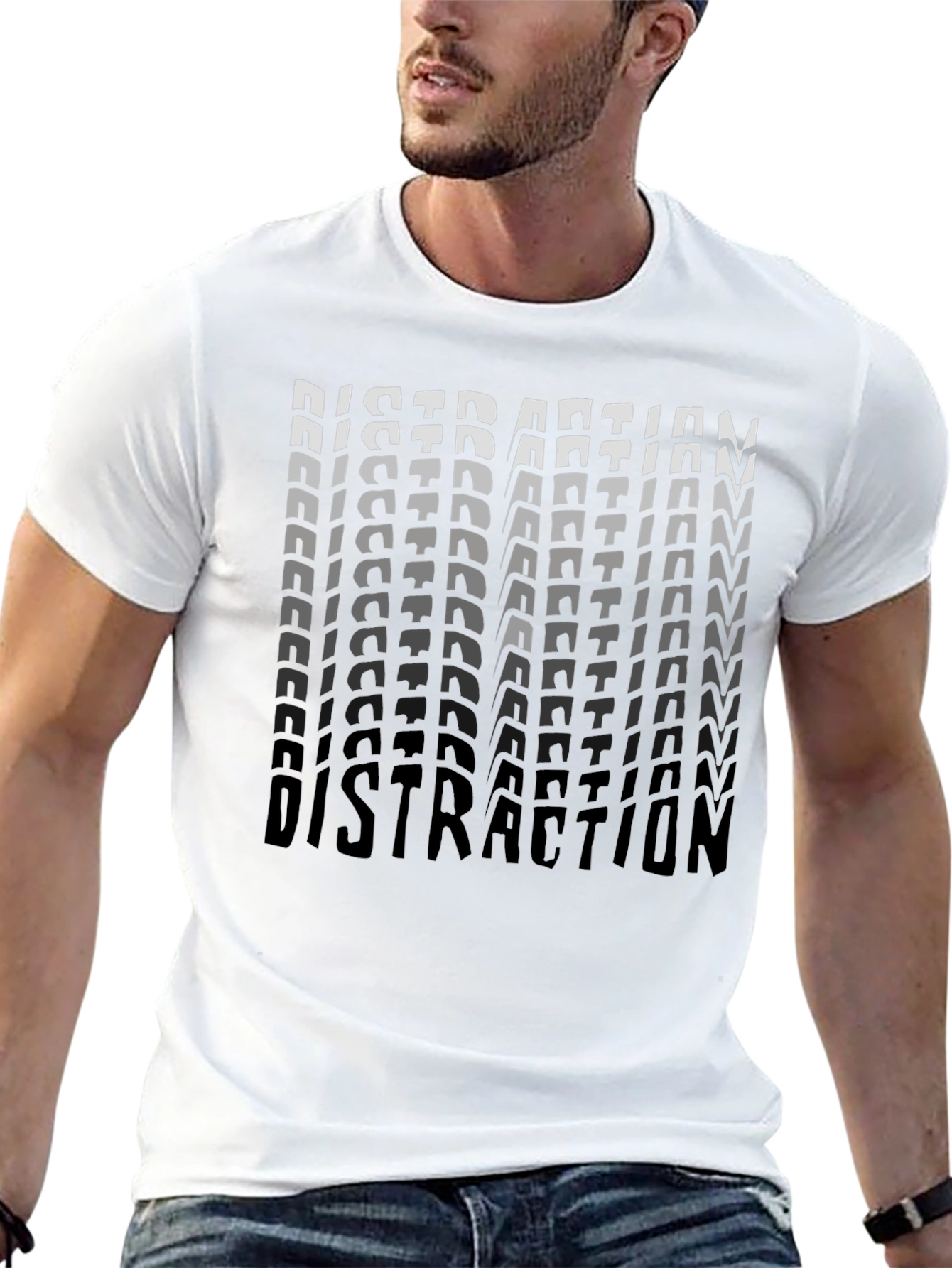 Black Distraction Graphic Print Black T-Shirt view 13