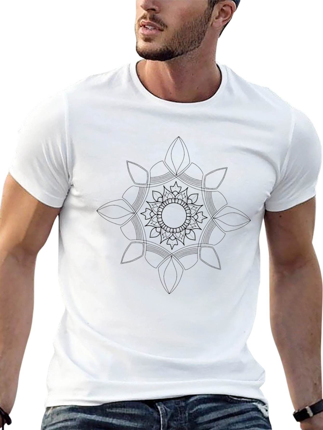 Black Mandala Print T-Shirt - 13