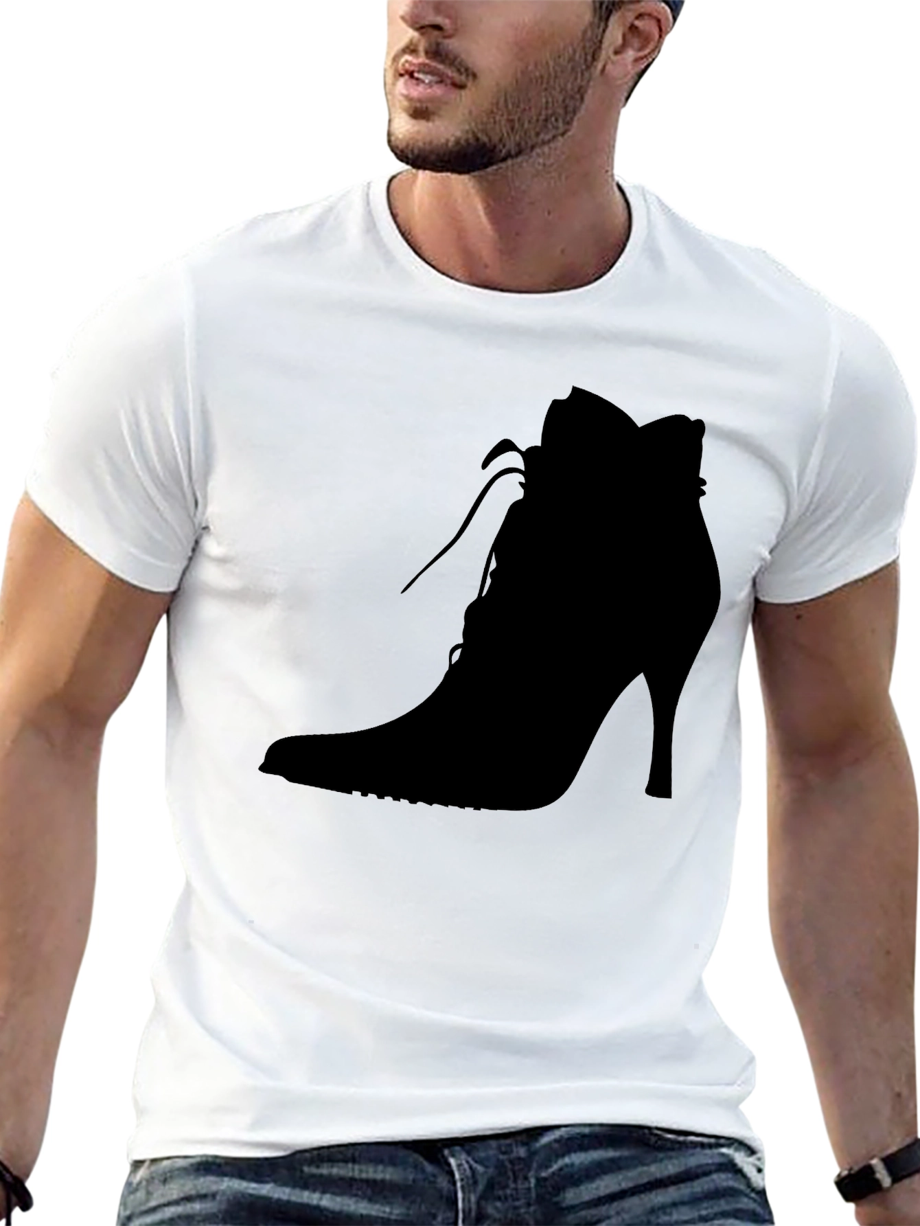 Black High Heel Shoe Graphic Tee - Black Cotton Comfort view 13