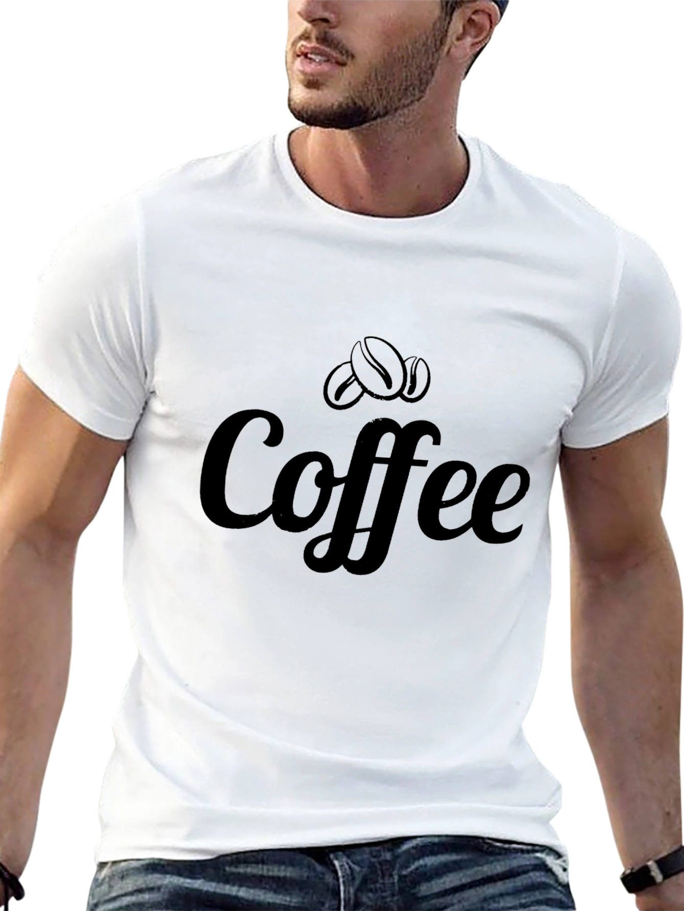 Black Coffee Bean Graphic Tee - Black Cotton T-Shirt view 13