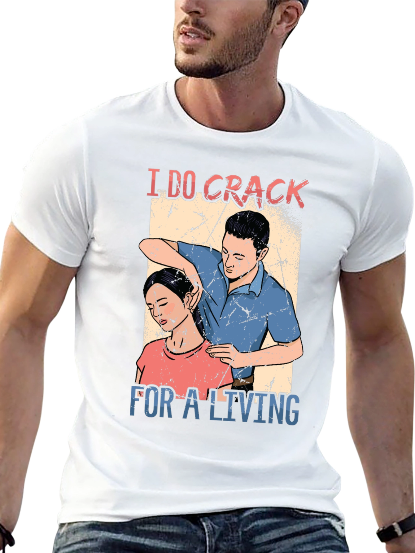 Black Chiropractor 'I DO CRACK' Black T-Shirt view 13