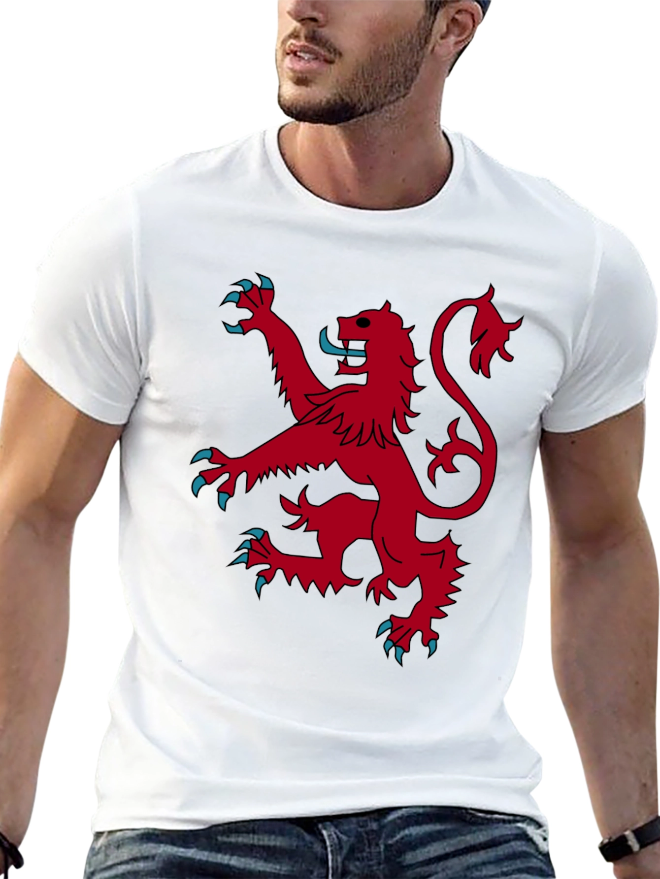 Black Red Lion Rampant Graphic Black T-Shirt view 13