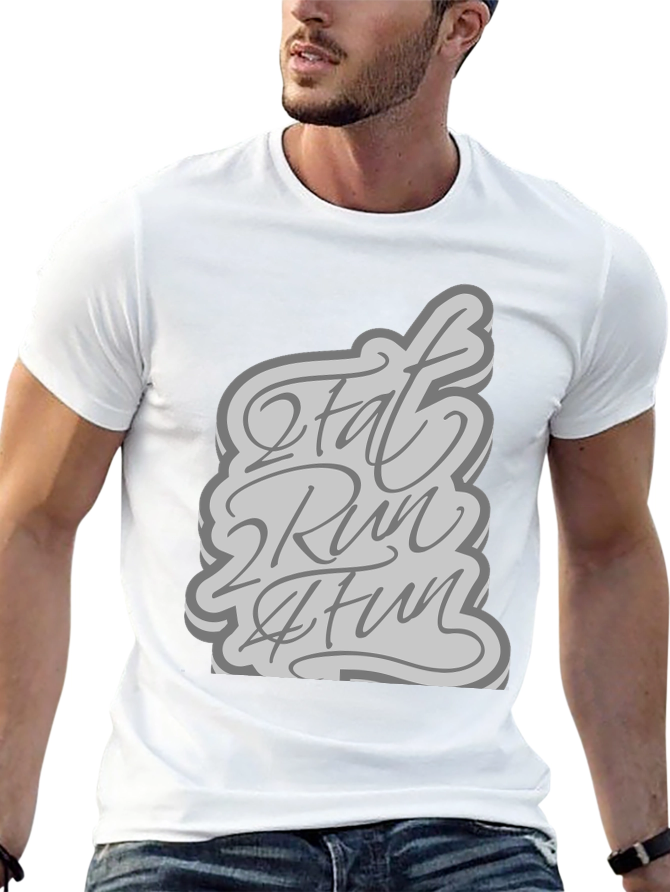 Black 2 Fat 2 Run 4 Fun Graphic Tee - Black view 13