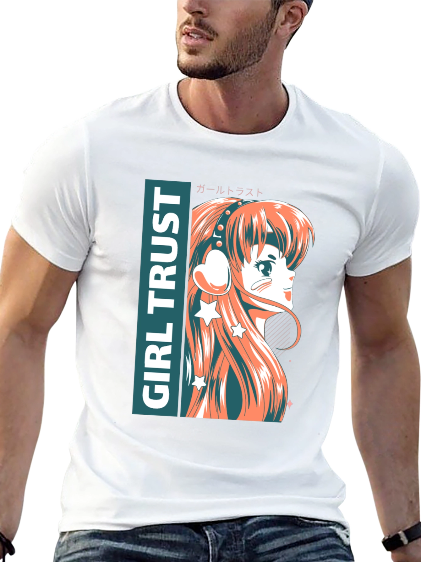 Black Anime Girl Trust Graphic Tee - Stylish Unisex T-Shirt view 13