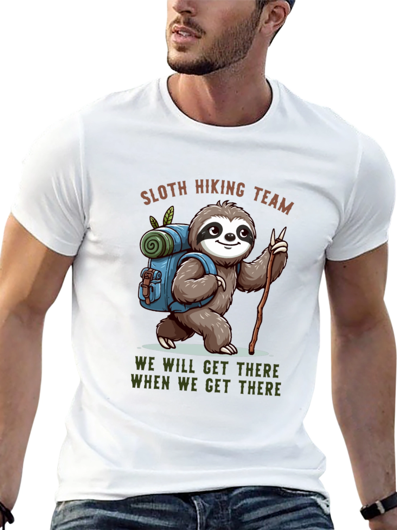 Black Sloth Hiking Team Black T-Shirt view 13