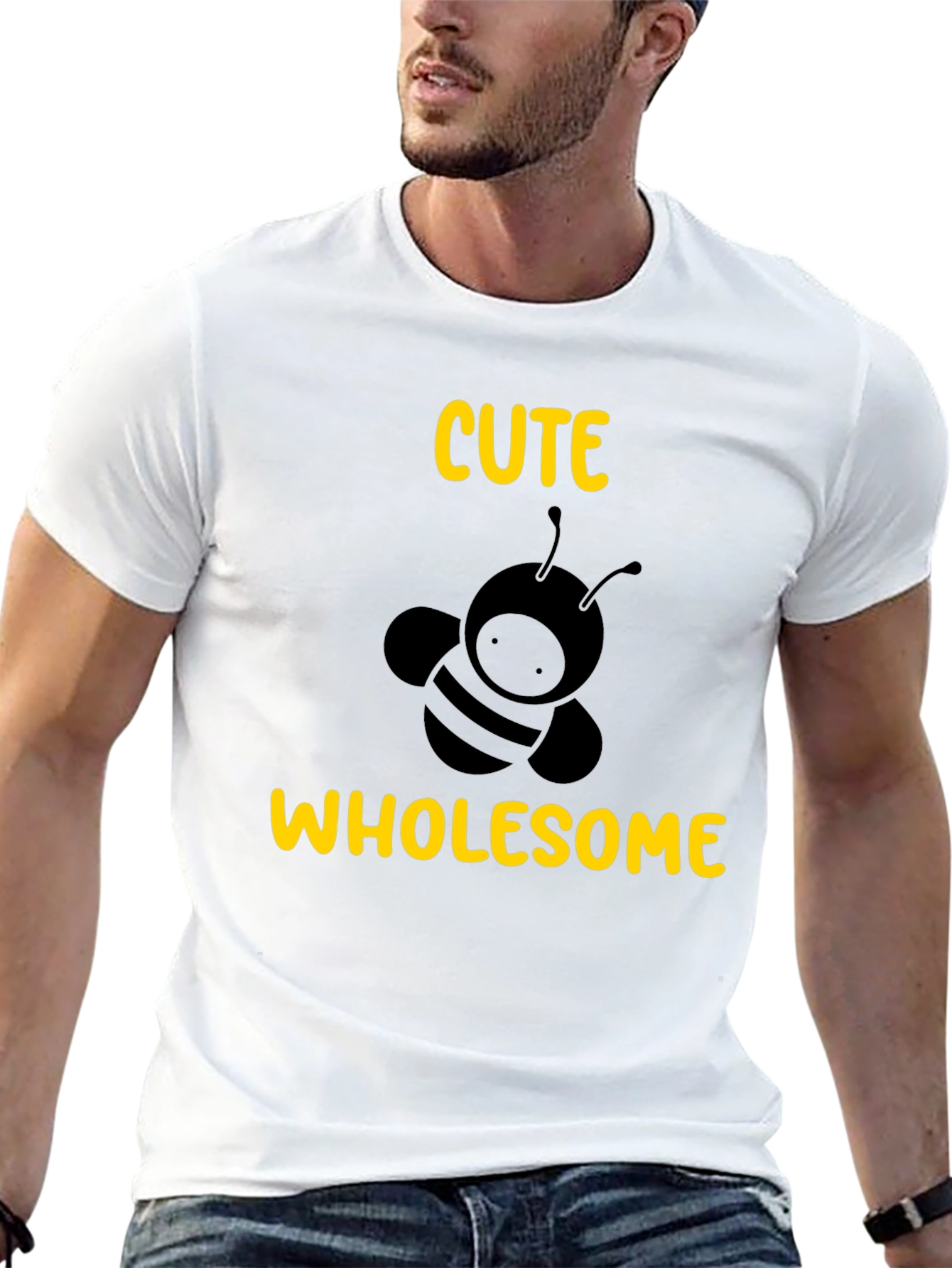 Black Cute Wholesome Bee Graphic Tee - Black T-Shirt view 13