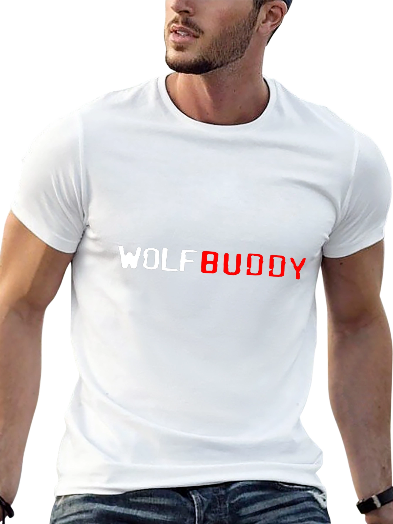 Black Wolf Buddy Graphic Tee - Black Casual T-Shirt view 13