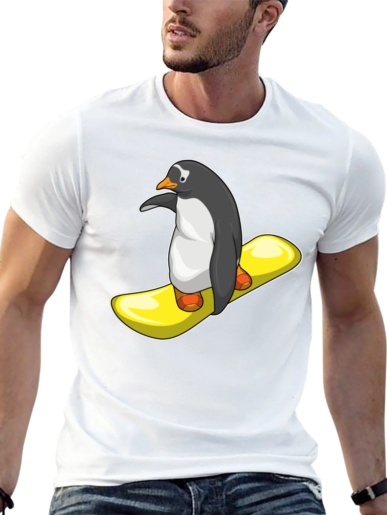 Black Penguin Snowboard T-Shirt - Unique Graphic Tee view 13
