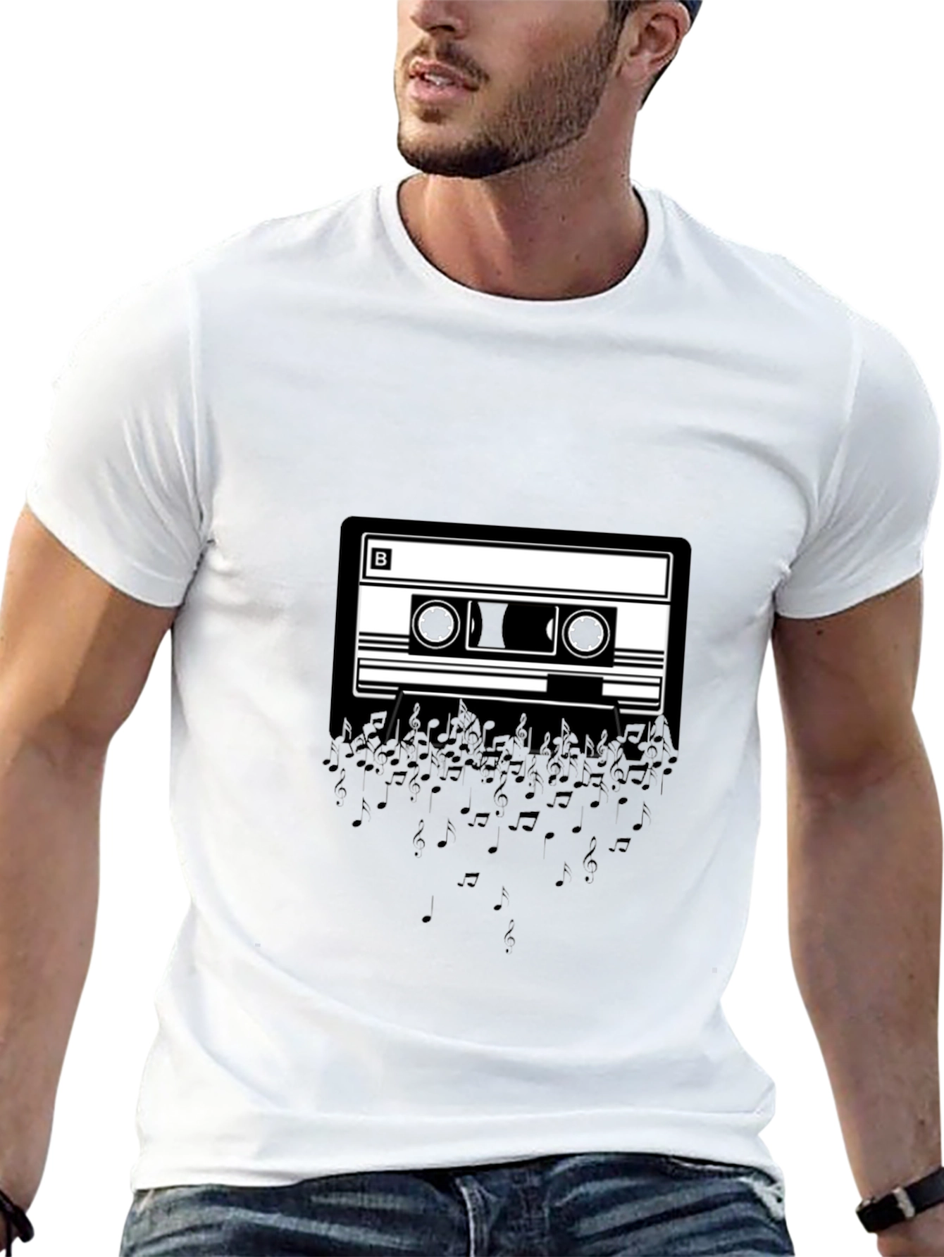 Black Retro Cassette Music T-Shirt - Black view 13