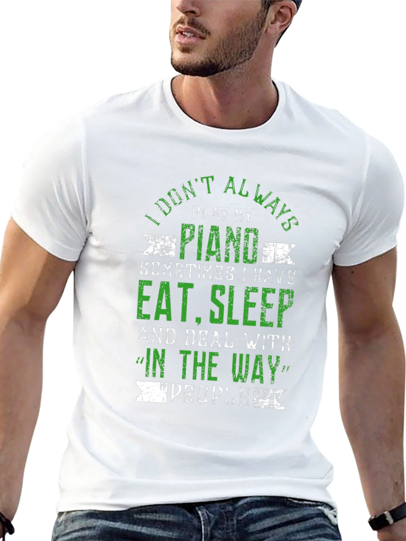 Black Funny Piano Player T-Shirt - Eat, Sleep, Deal With People view 13