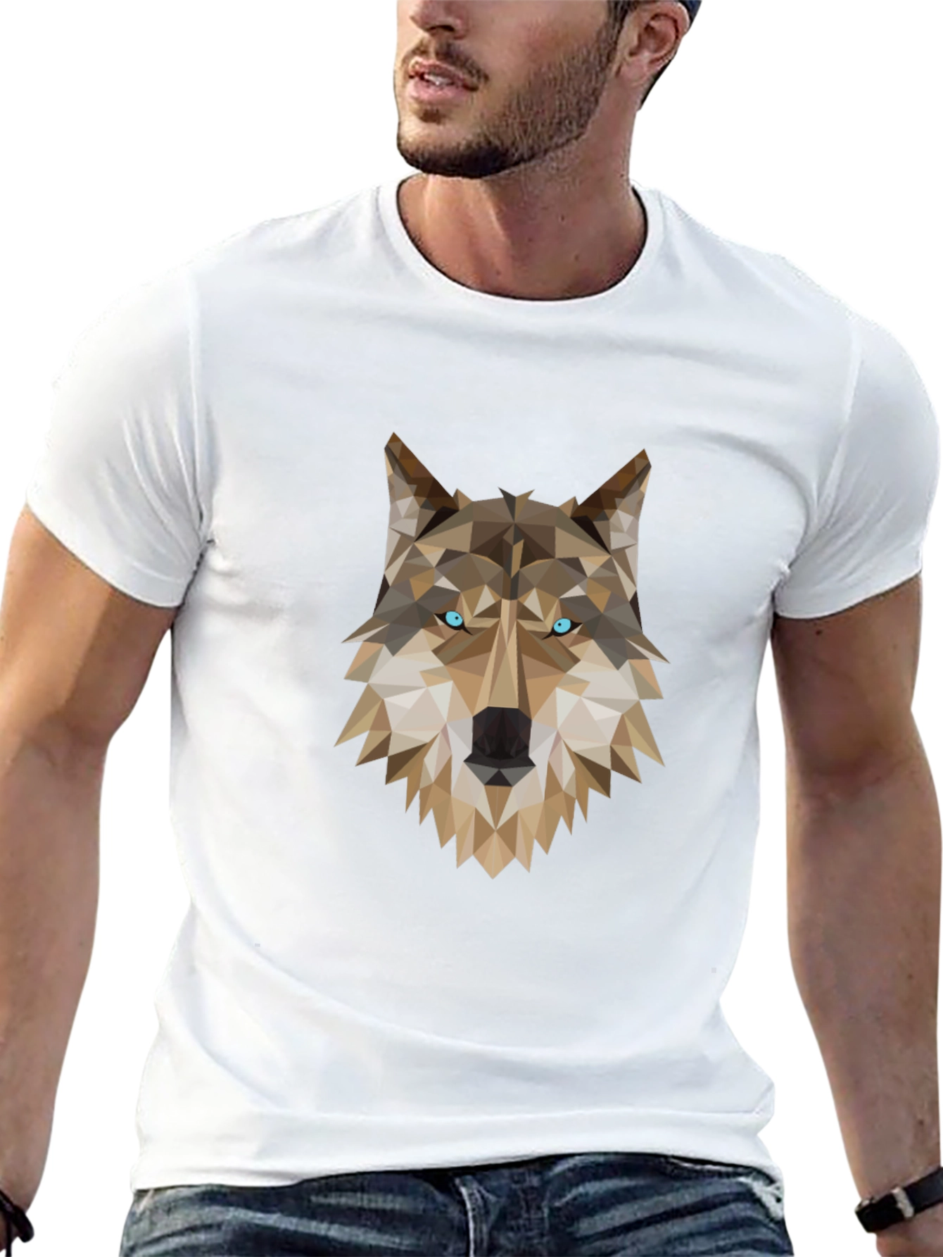 Black Geometric Wolf Graphic Tee - Black view 13