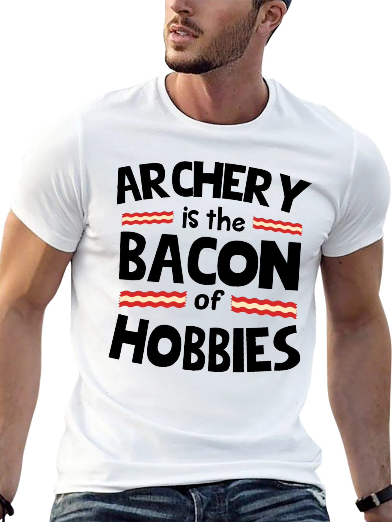 Black Archery is the Bacon of Hobbies Funny Black T-Shirt view 13