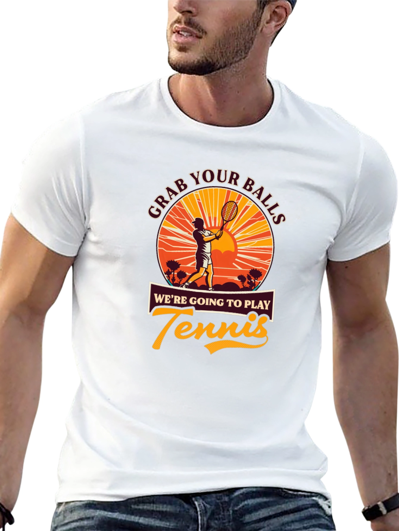 Black Grab Your Balls Funny Tennis Player Graphic T-Shirt view 13