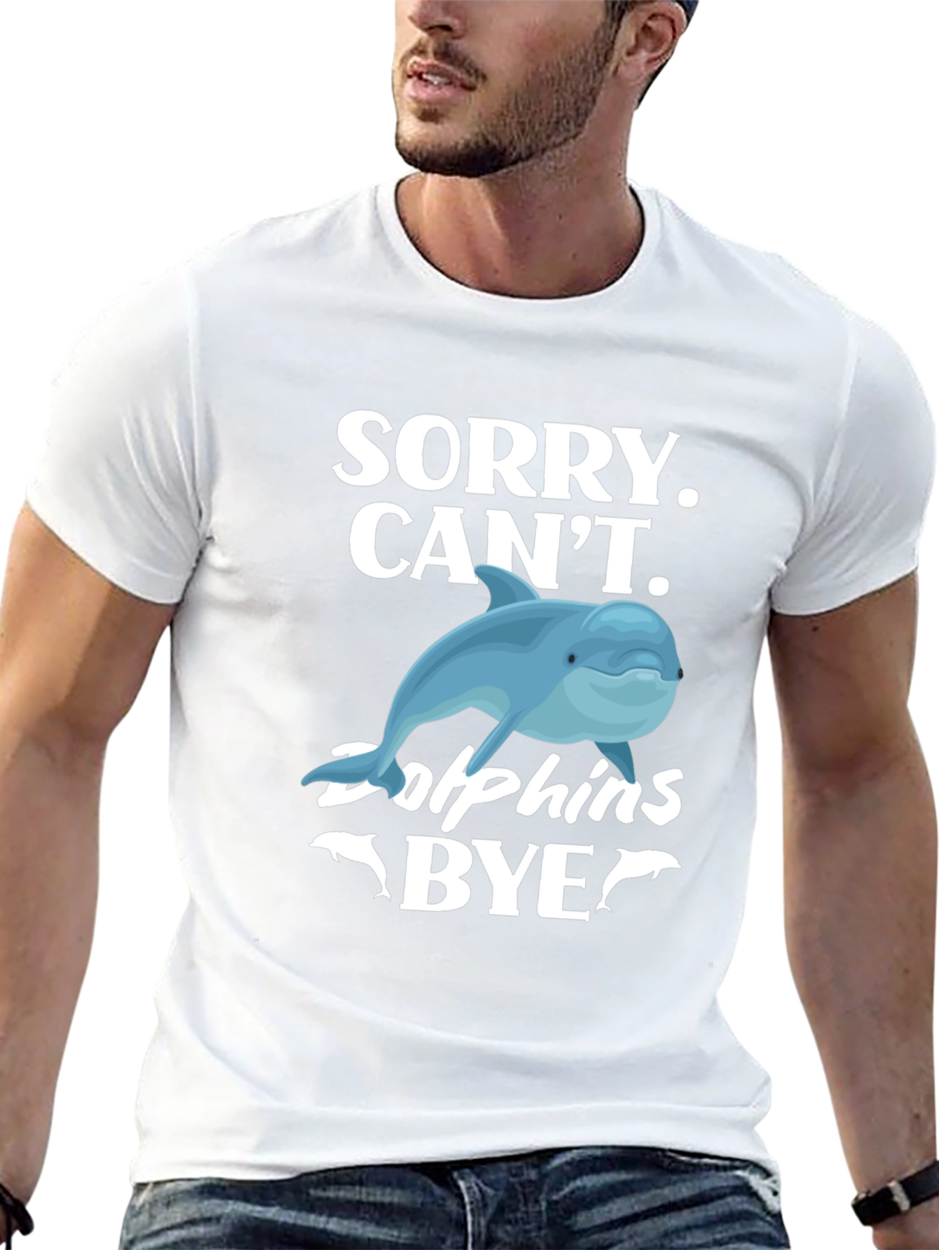 Black Sorry, Can't, Dolphins Bye Graphic T-Shirt view 13