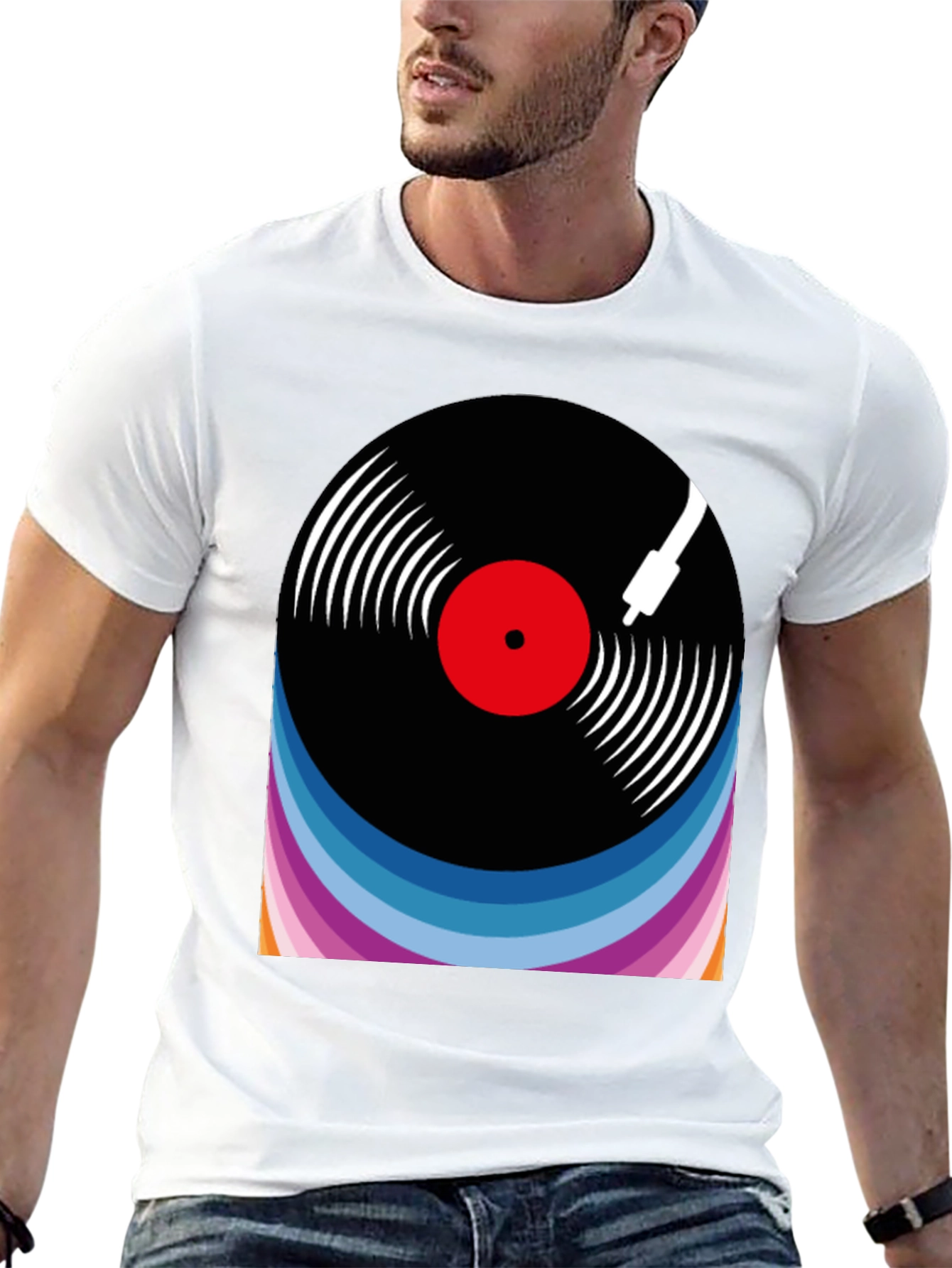 Black Retro Vinyl Record Graphic Tee view 13