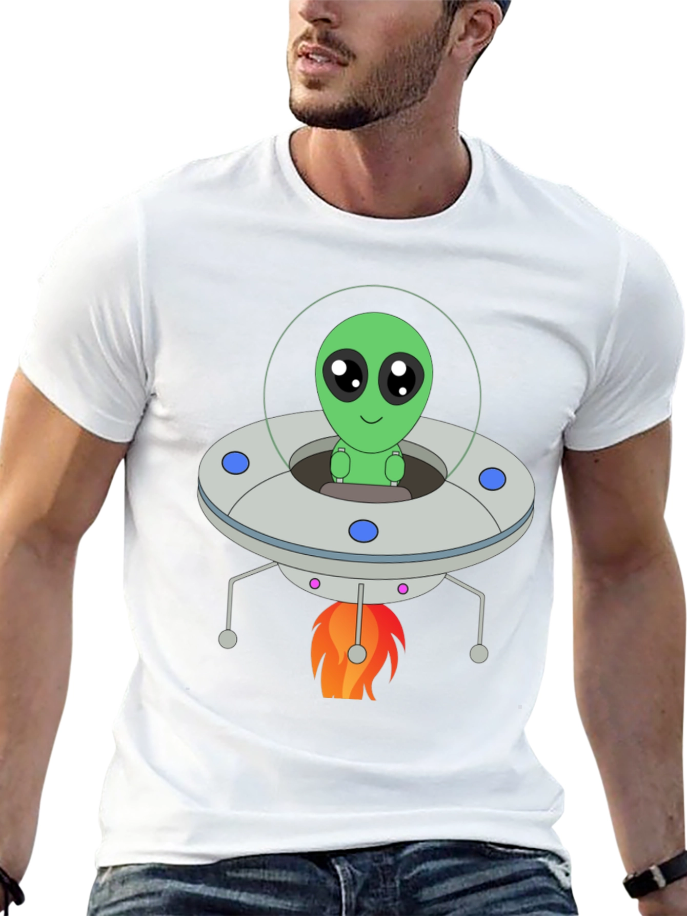 Black Alien UFO T-Shirt - Black Graphic Tee view 13