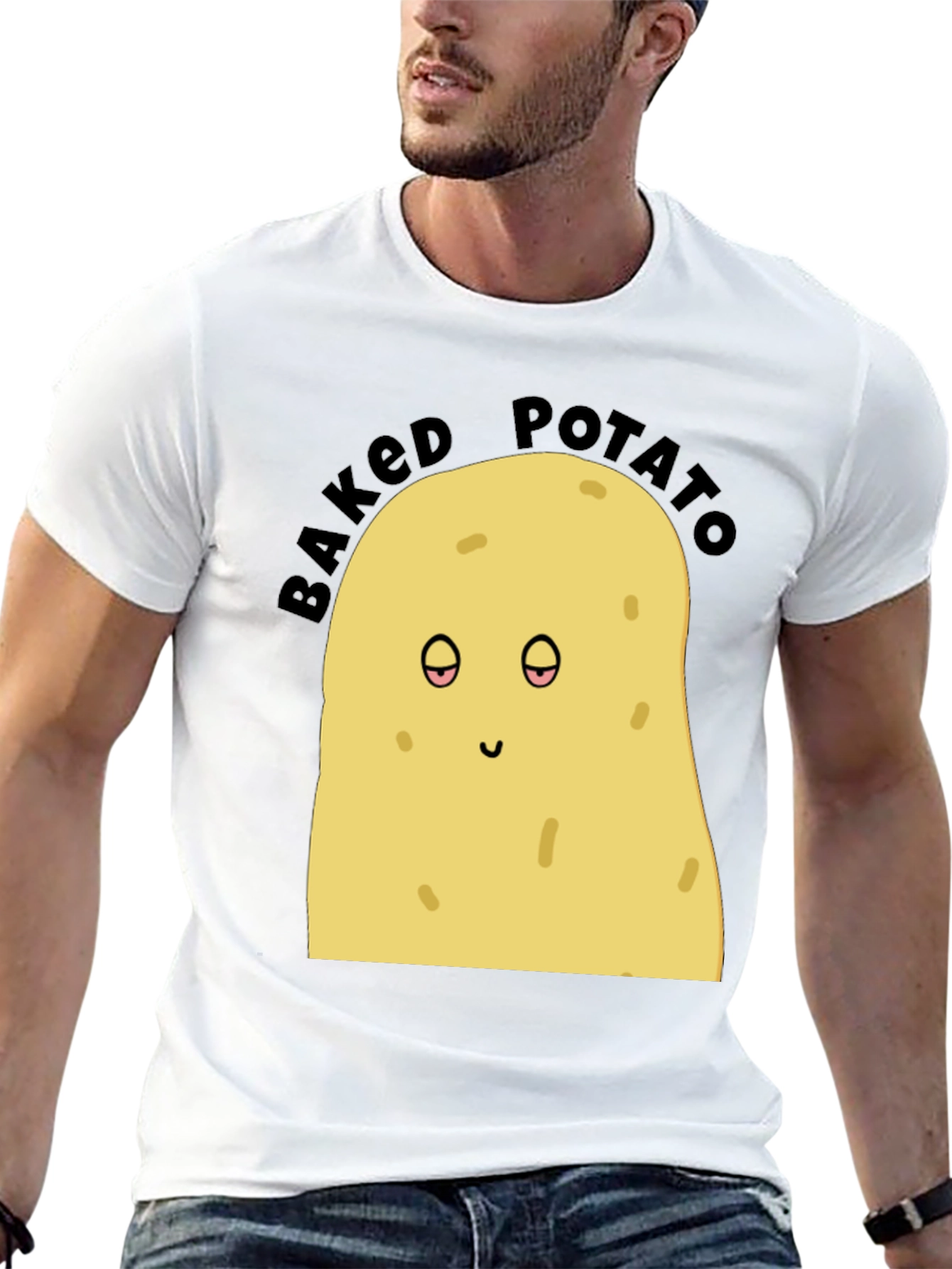 Black Baked Potato Graphic Tee - Funny Food Shirt view 13