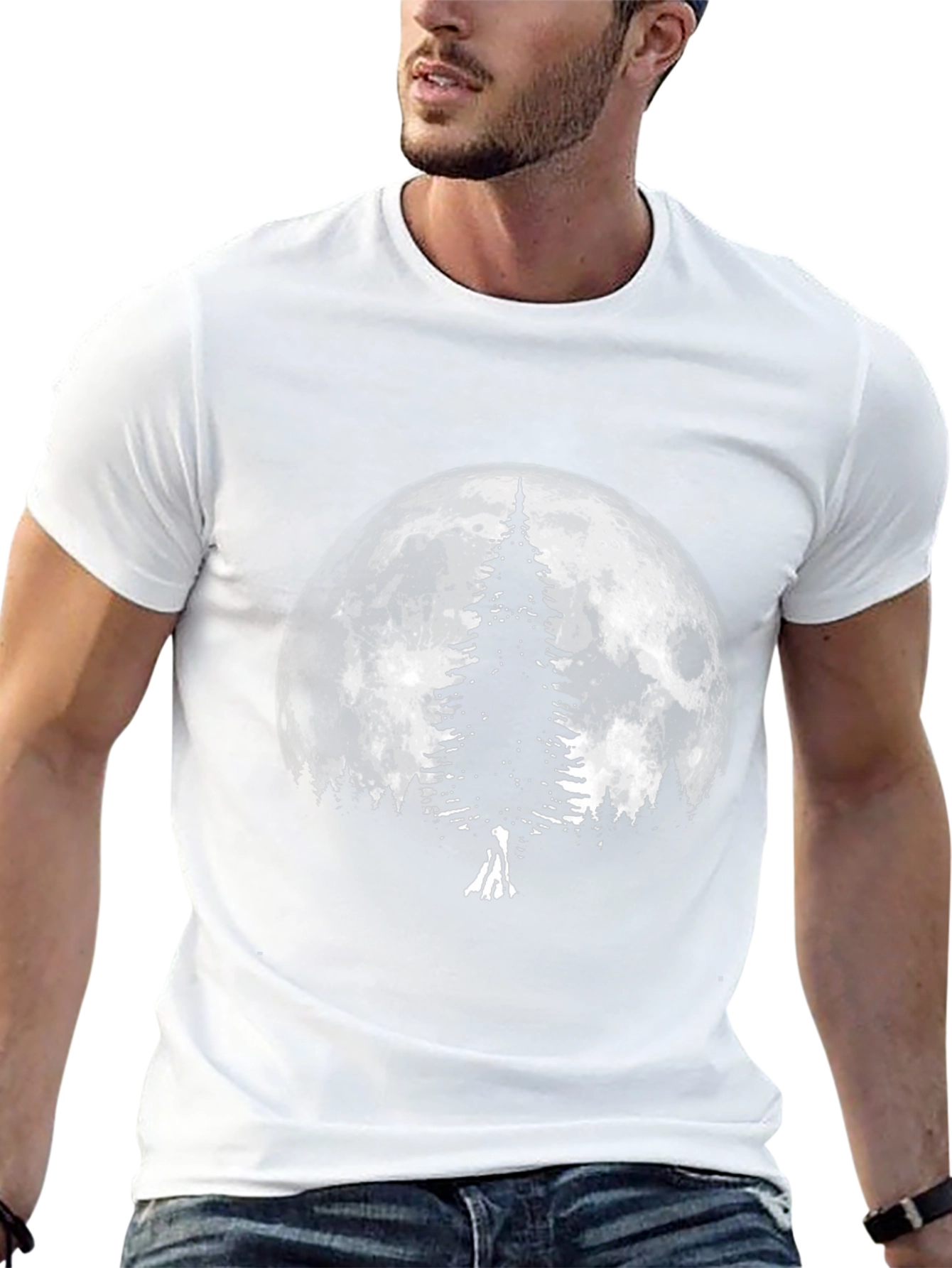 Black Moonlit Tree Graphic T-Shirt - Black view 13