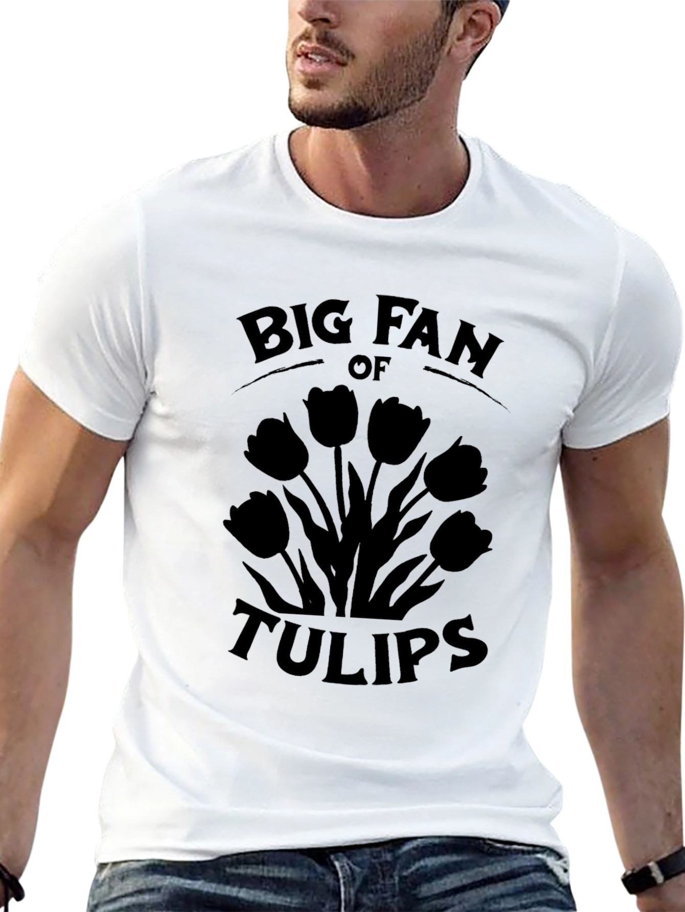 Black Big Fan of Tulips Graphic T-Shirt view 13