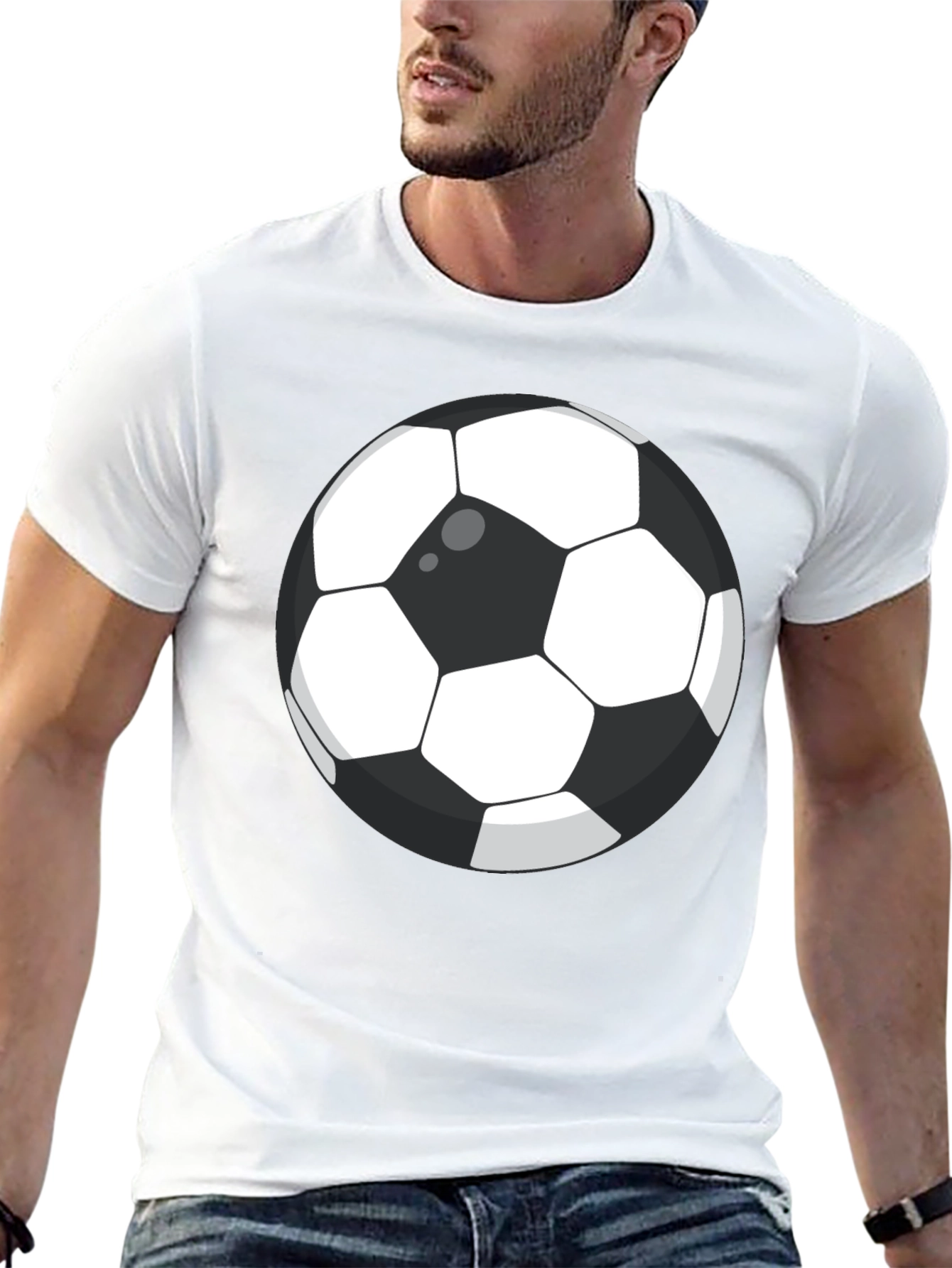 Black Soccer Ball Graphic T-Shirt - Casual Cotton Tee view 13