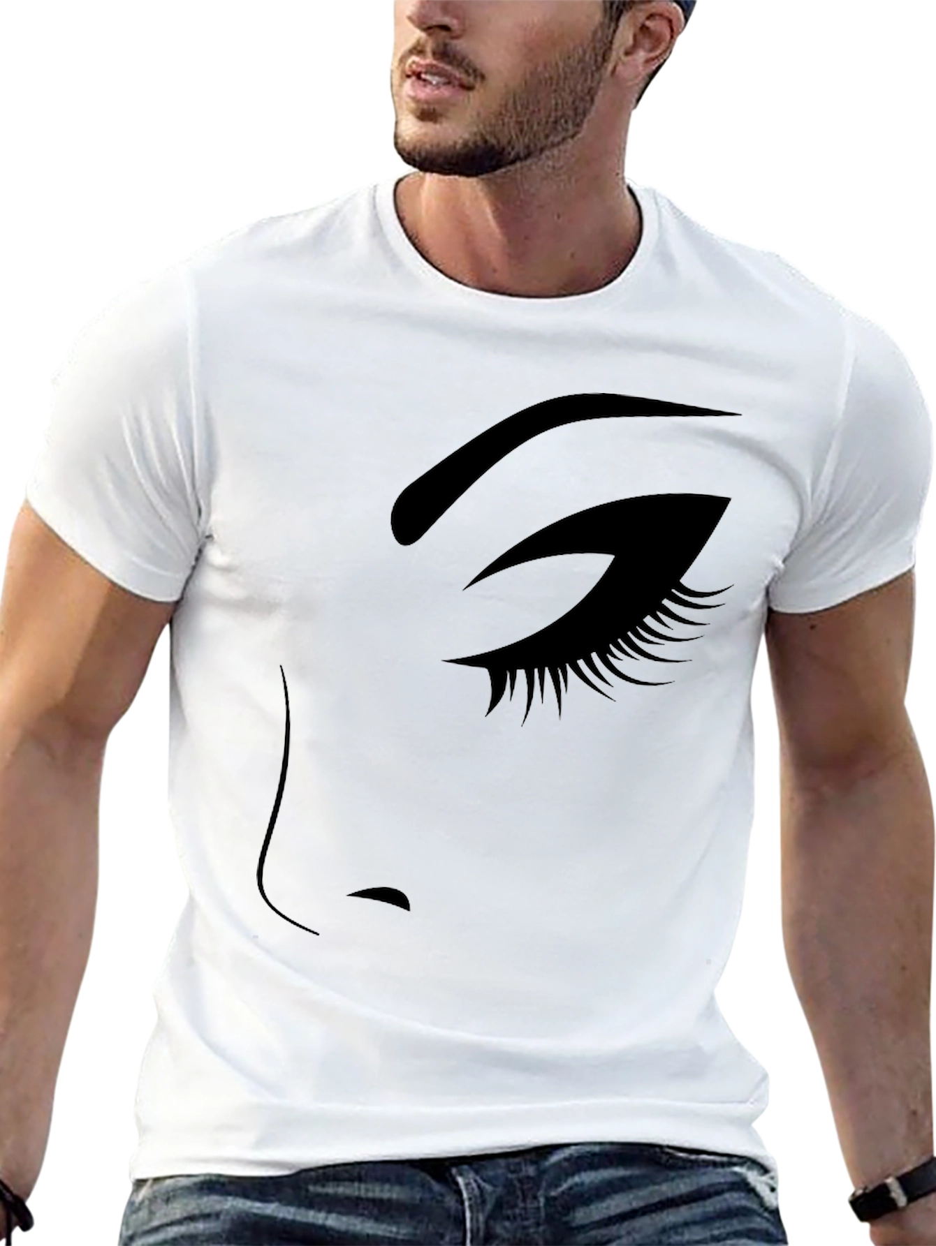 Black Elegant Eye Graphic Tee - Stylish Black T-Shirt view 13